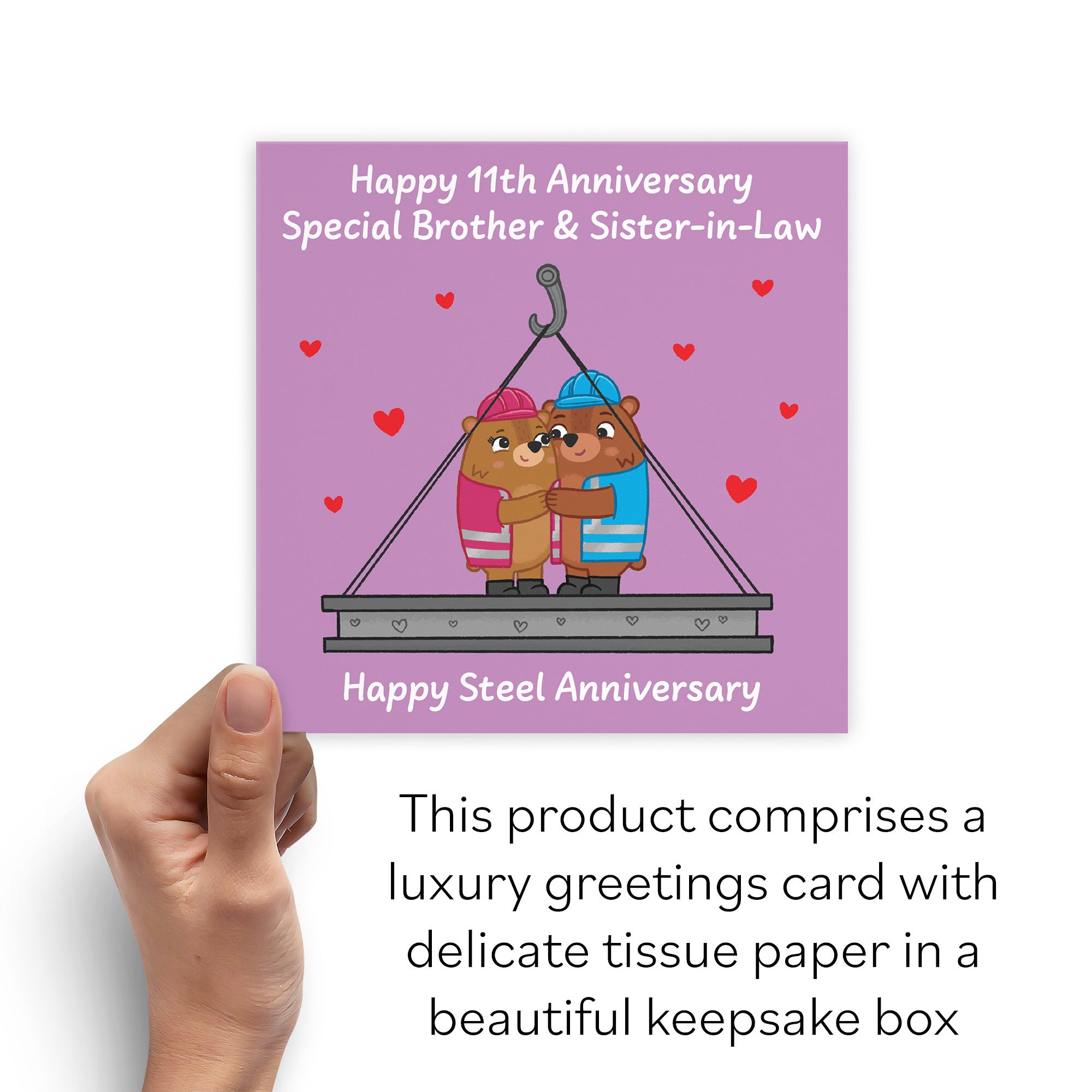 Boxed 11th Brother And Sister In Law Anniversary Card Love Story - Default Title (B0DHZT73T6)