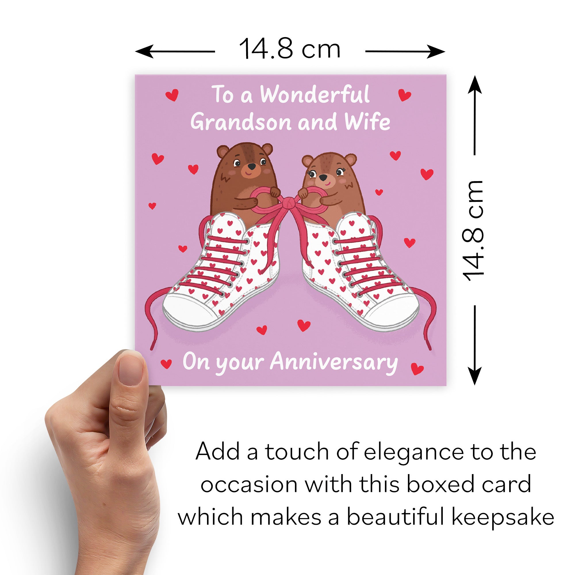 Boxed Grandson And Wife Anniversary Card Laces Love Story - Default Title (B0DHZT968Y)