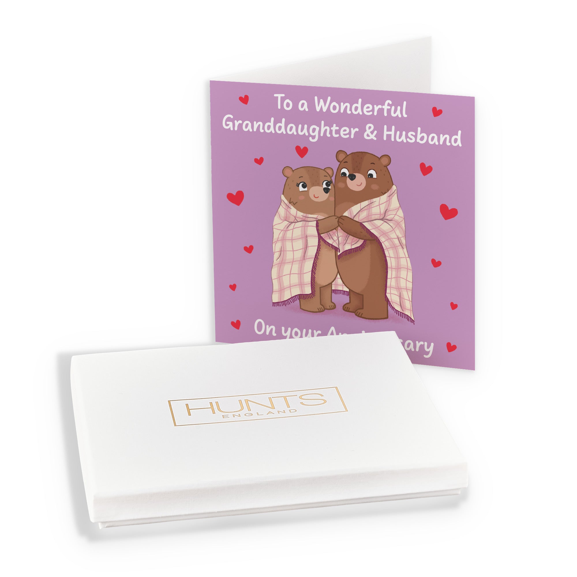 Boxed Granddaughter And Husband Anniversary Card Snuggly Bears Love Story - Default Title (B0DHZTC4CF)