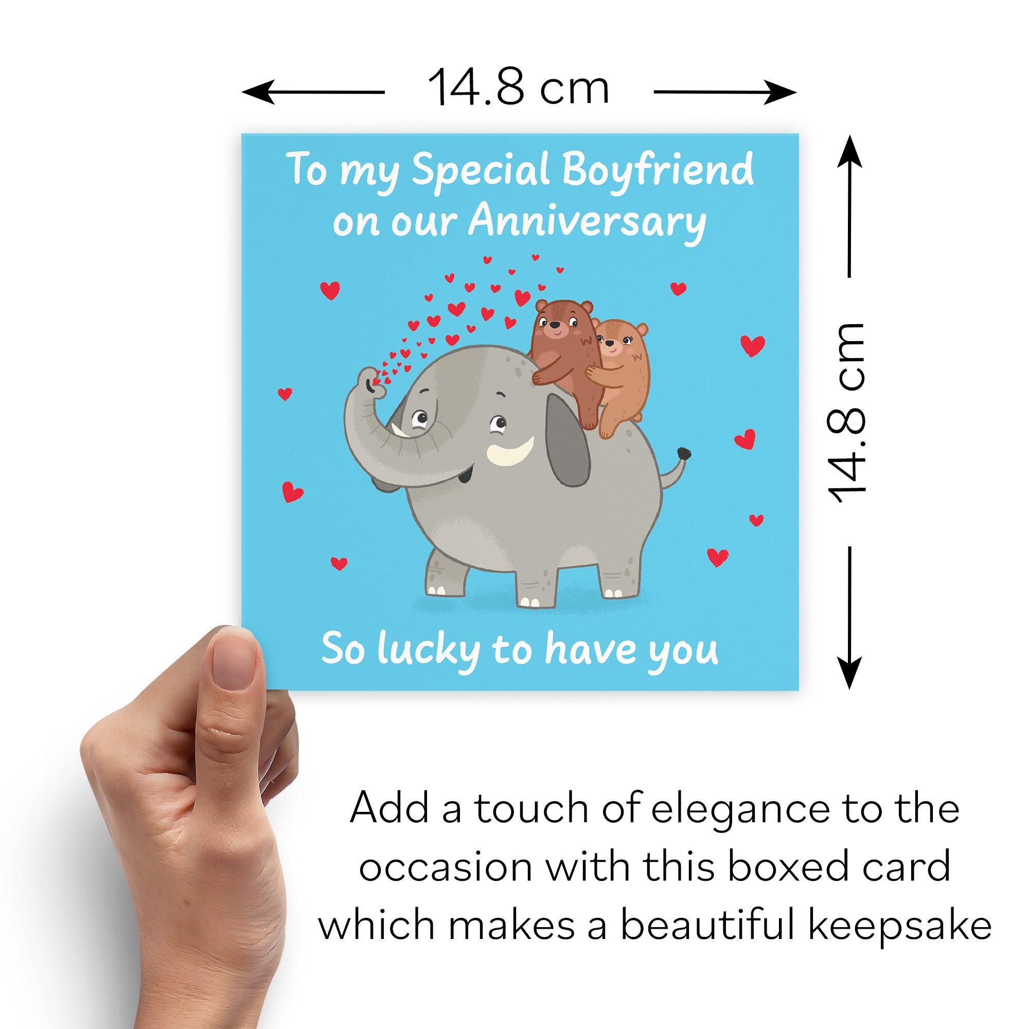 Boxed Boyfriend Anniversary Card Elephant Love Story - Default Title (B0DHZTK2WJ)