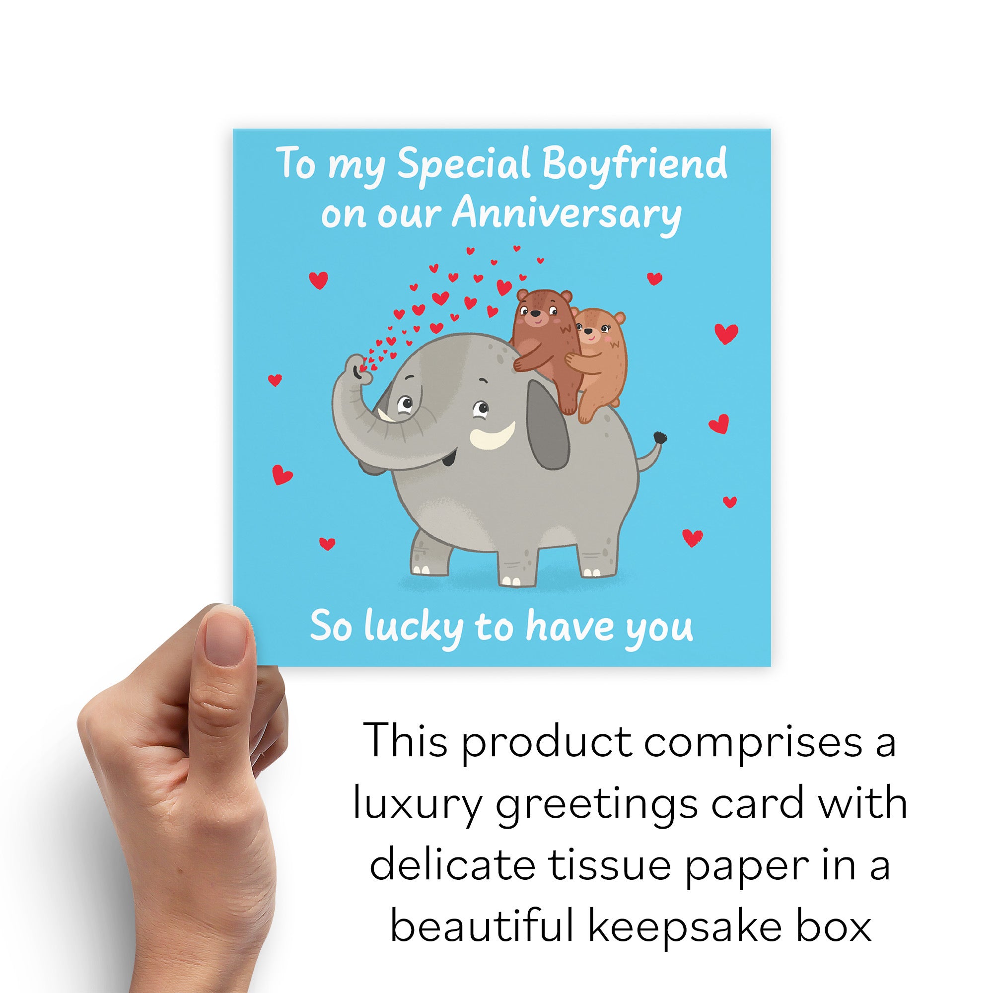 Boxed Boyfriend Anniversary Card Elephant Love Story - Default Title (B0DHZTK2WJ)