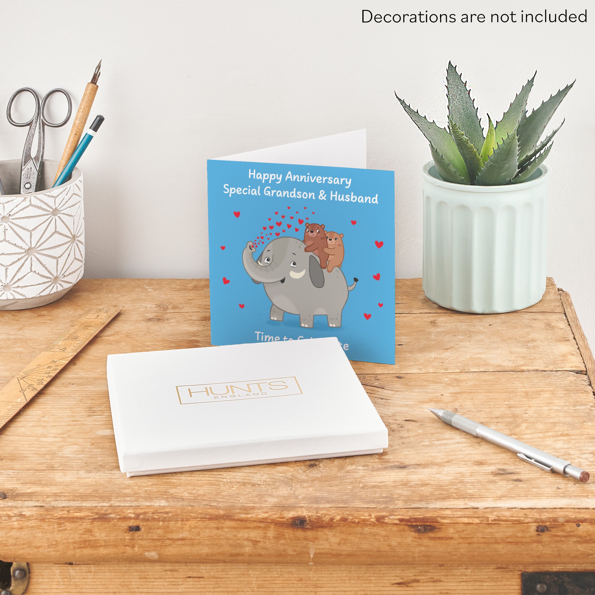 Boxed Grandson And Husband Anniversary Card Elephant Love Story - Default Title (B0DHZTK2WK)