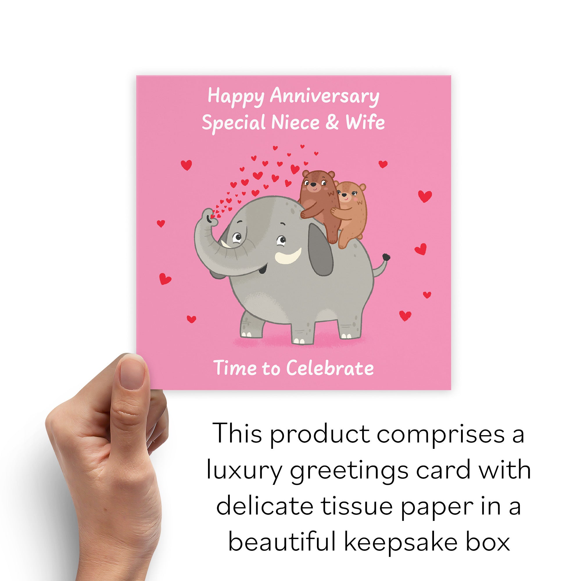 Boxed Niece And Wife Anniversary Card Elephant Love Story - Default Title (B0DHZTLG2K)