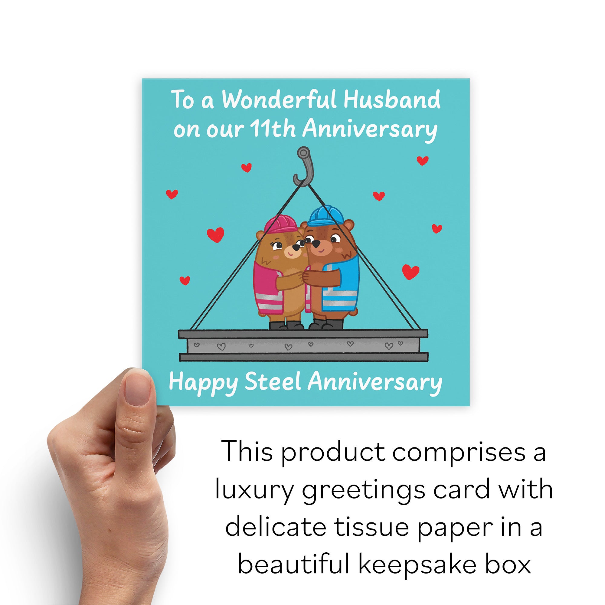 Boxed 11th Husband Anniversary Card Love Story - Default Title (B0DHZTP9TB)