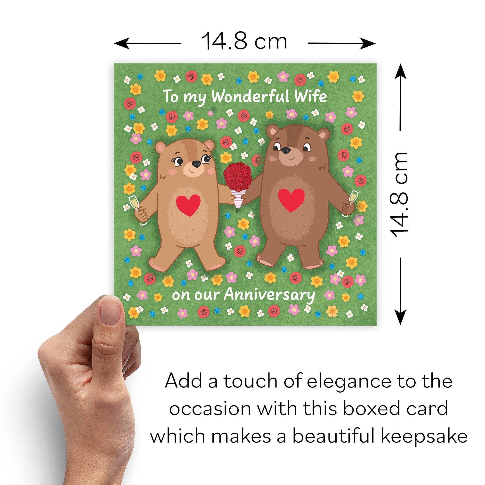 Boxed Wife Anniversary Card Flowery Bears Love Story - Default Title (B0DHZTPHP4)