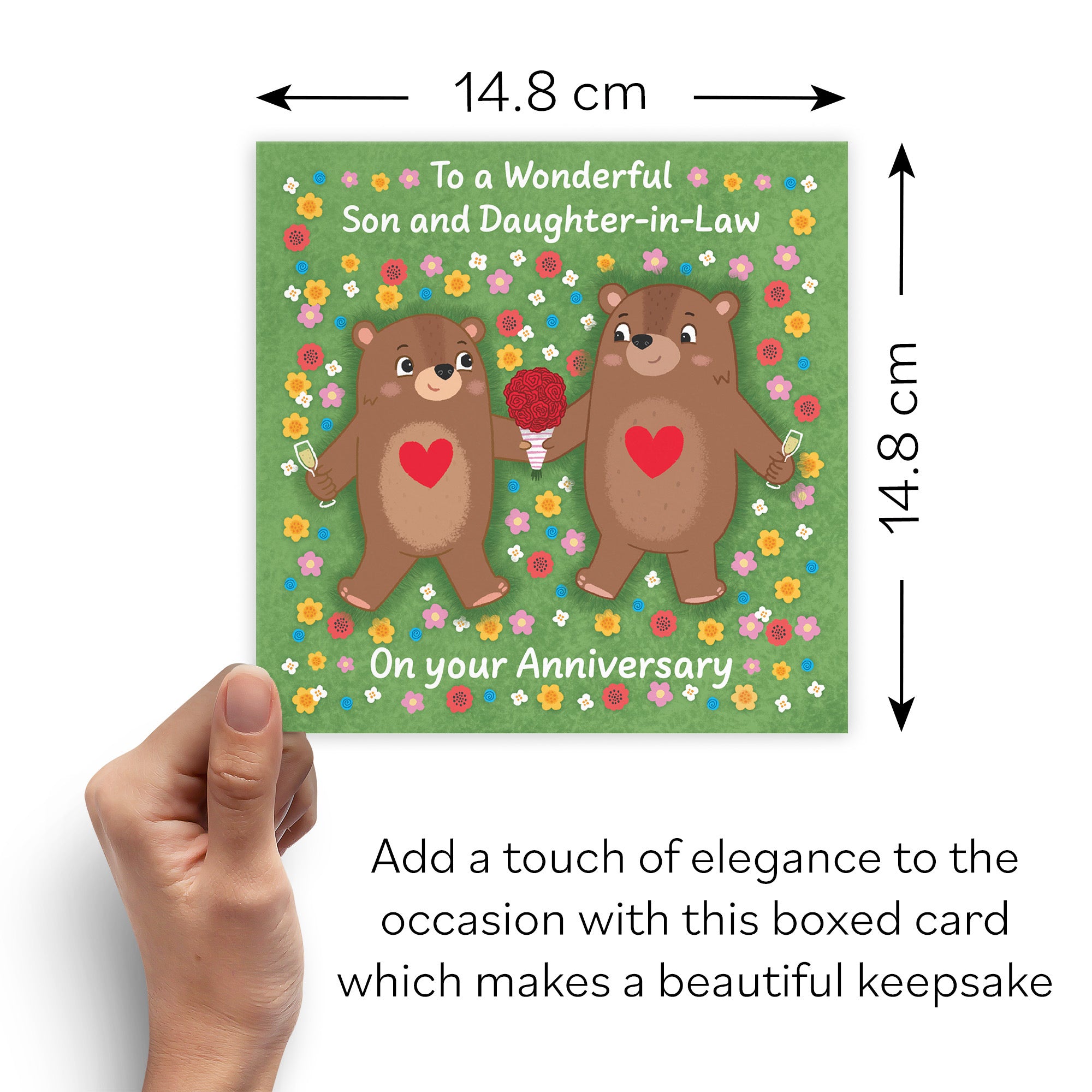 Boxed Son And Daughter In Law Anniversary Card Flowery Bears Love Story - Default Title (B0DHZTRCJX)