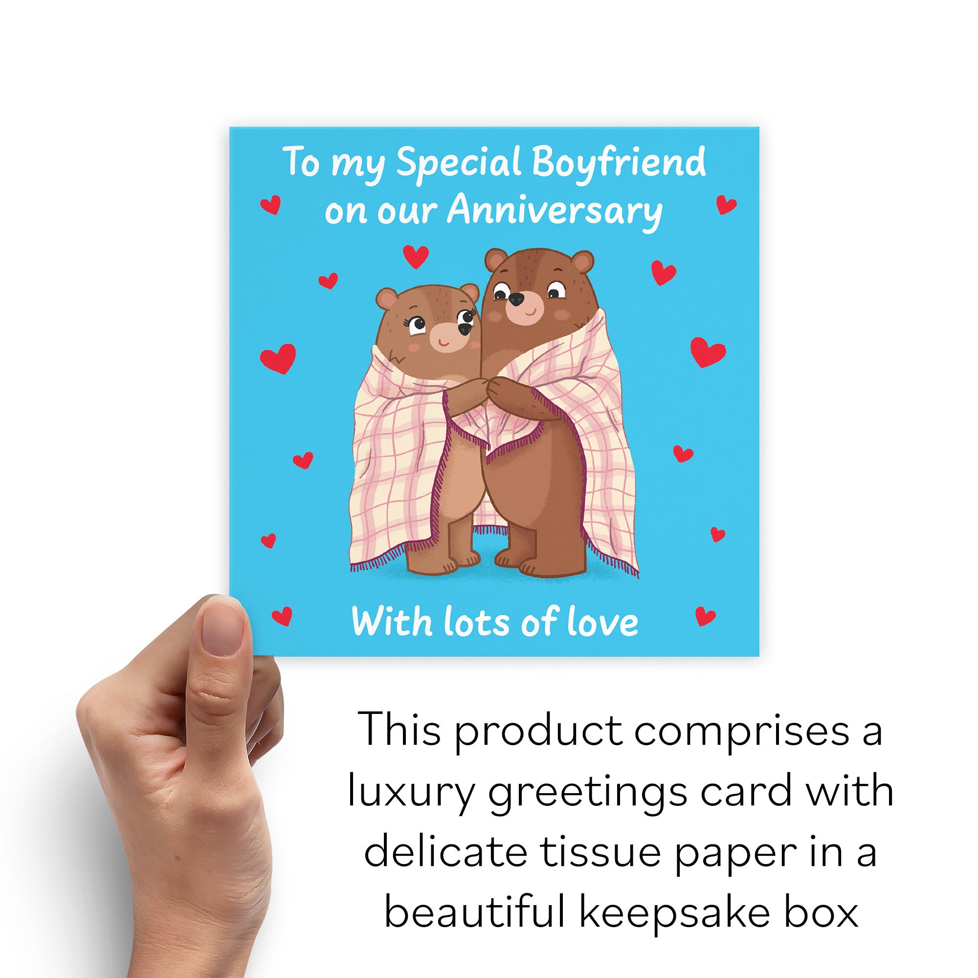 Boxed Boyfriend Anniversary Card Snuggly Bears Love Story - Default Title (B0DHZTRXSG)