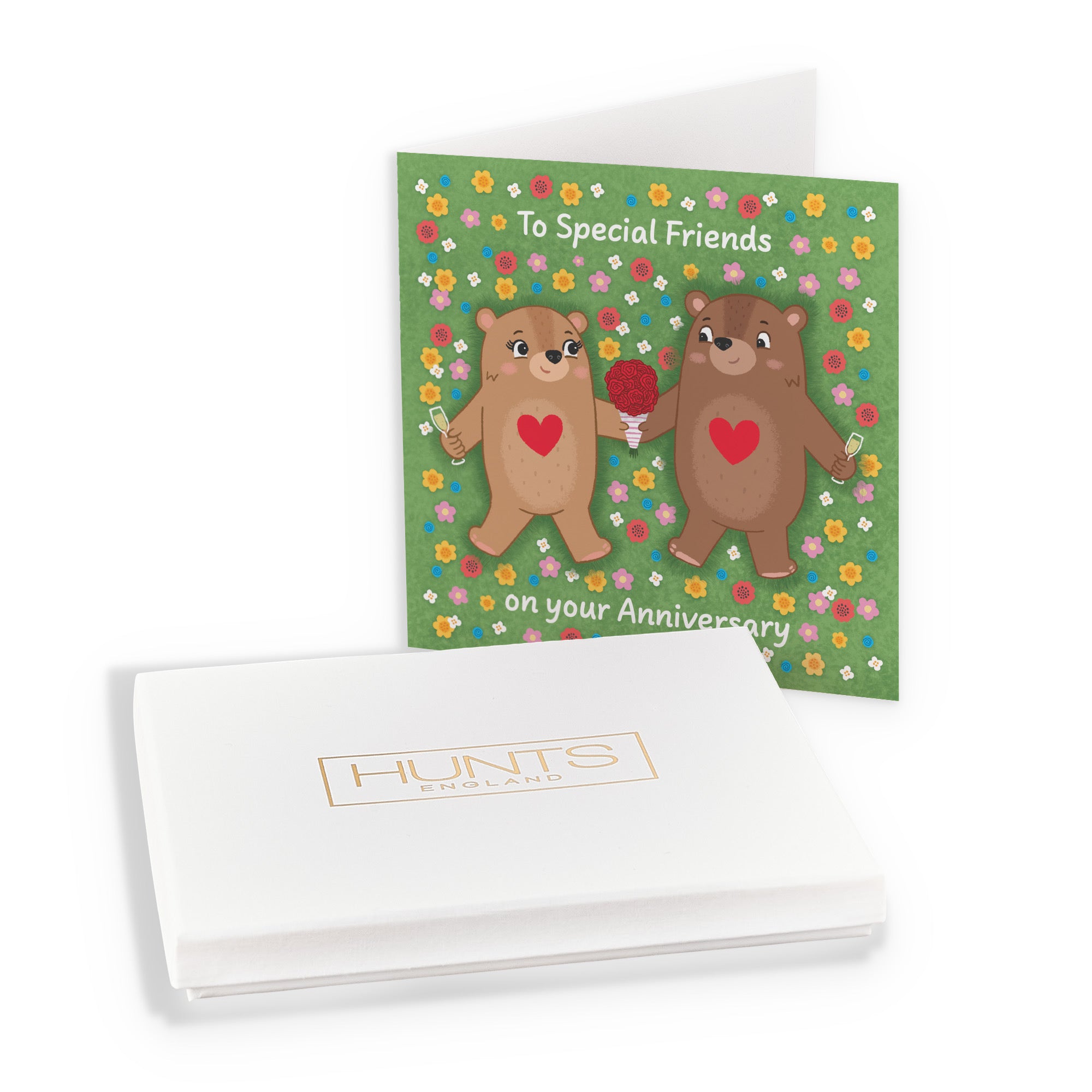 Boxed Friends Anniversary Card Flowery Bears Love Story - Default Title (B0DHZTV5JF)