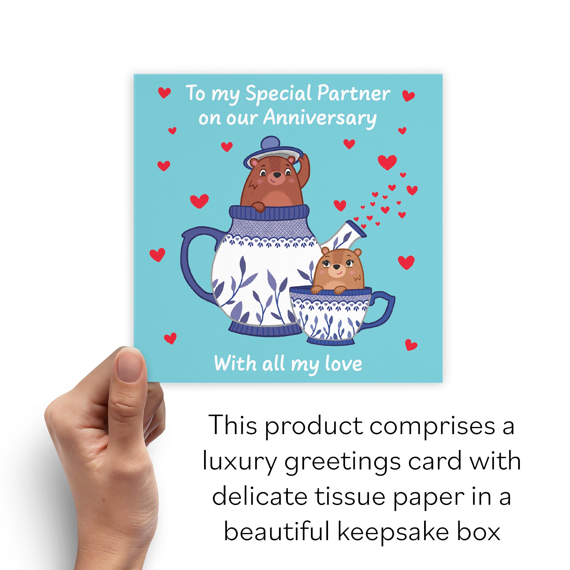 Boxed Partner Anniversary Card Teapot Love Story - Default Title (B0DHZTWGNP)