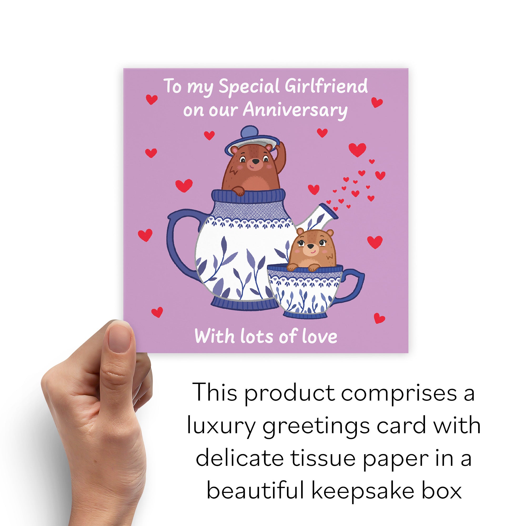 Boxed Girlfriend Anniversary Card Teapot Love Story - Default Title (B0DHZTY59H)