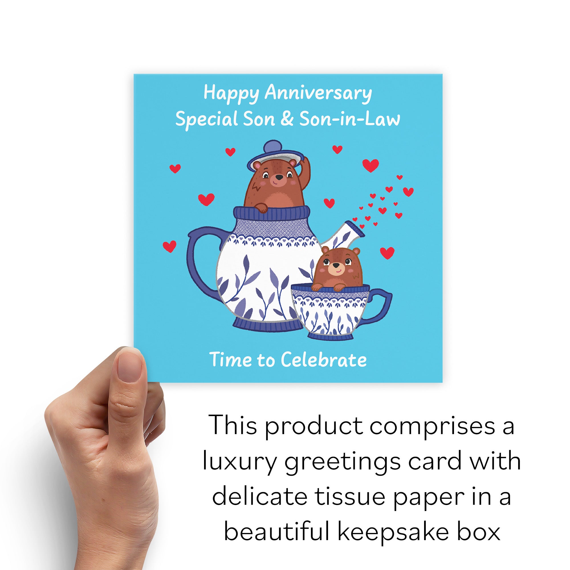 Boxed Son And Son In Law Anniversary Card Teapot Love Story - Default Title (B0DHZTYNX9)