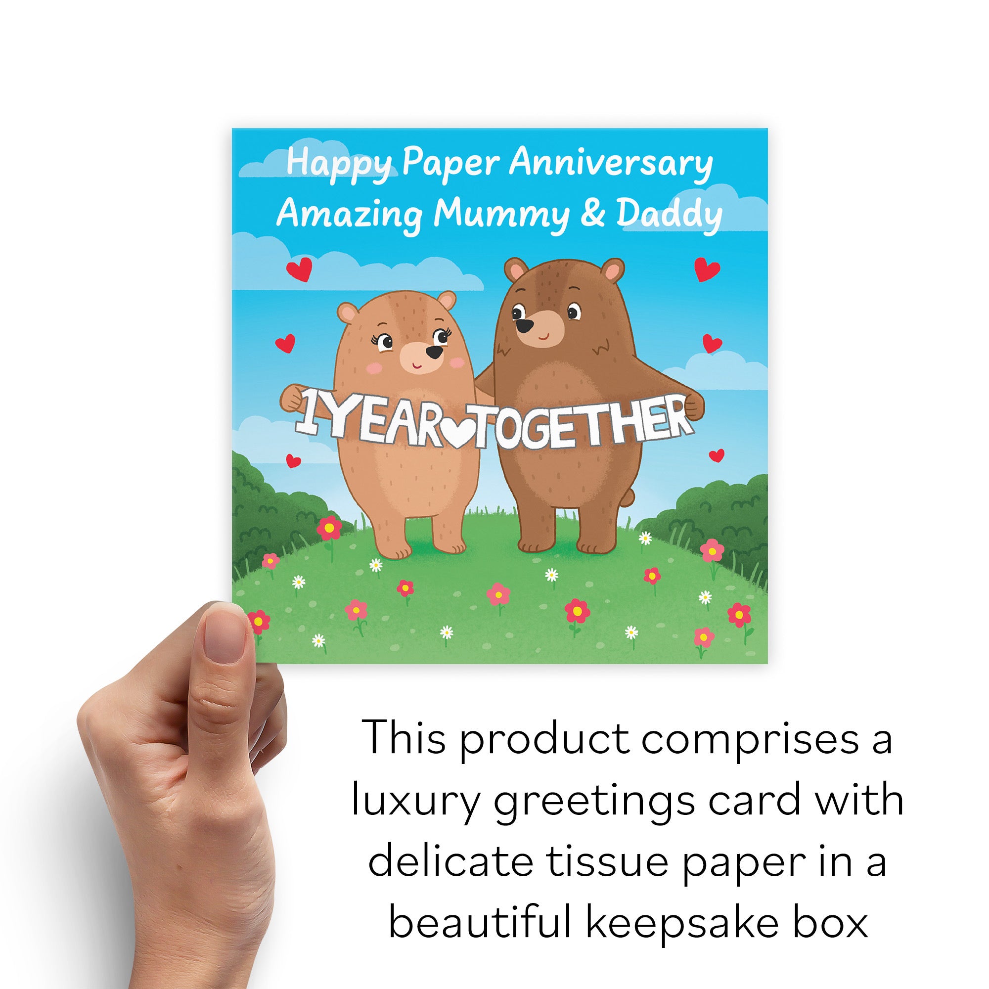 Boxed 1st Mummy And Daddy Anniversary Card Love Story - Default Title (B0DHZTZCJ3)