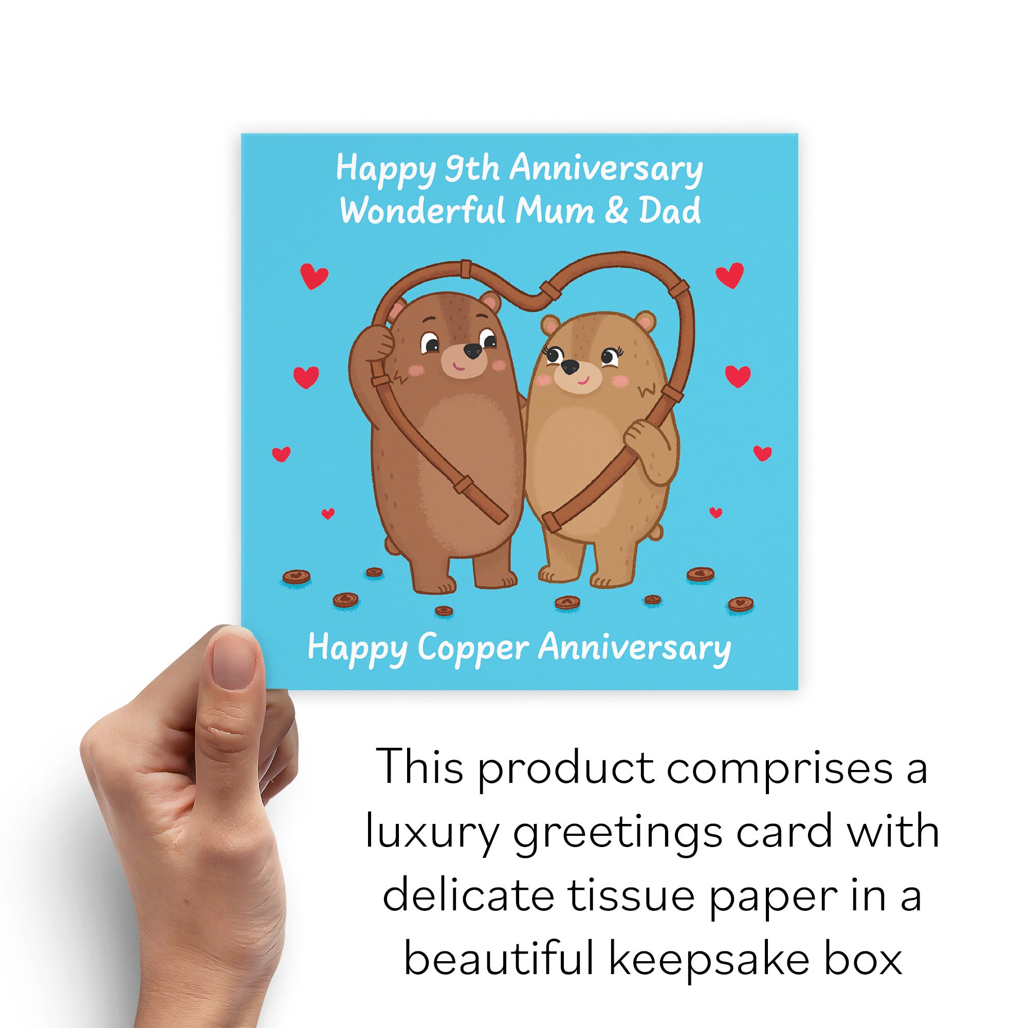 Boxed 9th Mum And Dad Anniversary Card Love Story - Default Title (B0DHZV2LQY)