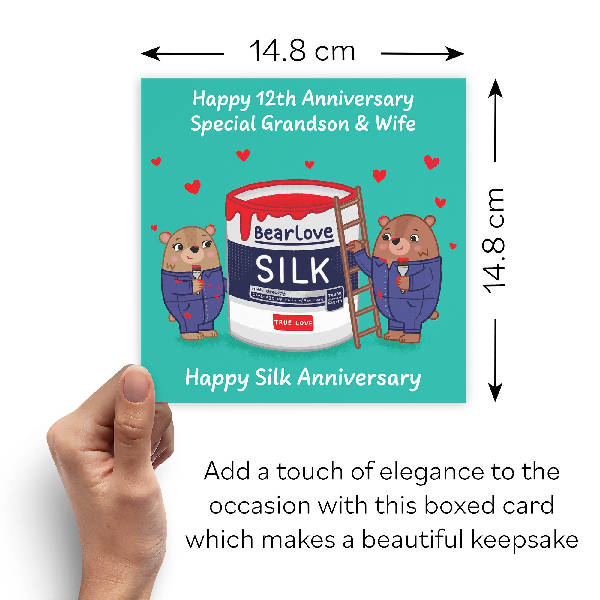 Boxed 12th Grandson And Wife Anniversary Card Love Story - Default Title (B0DHZVGMXR)