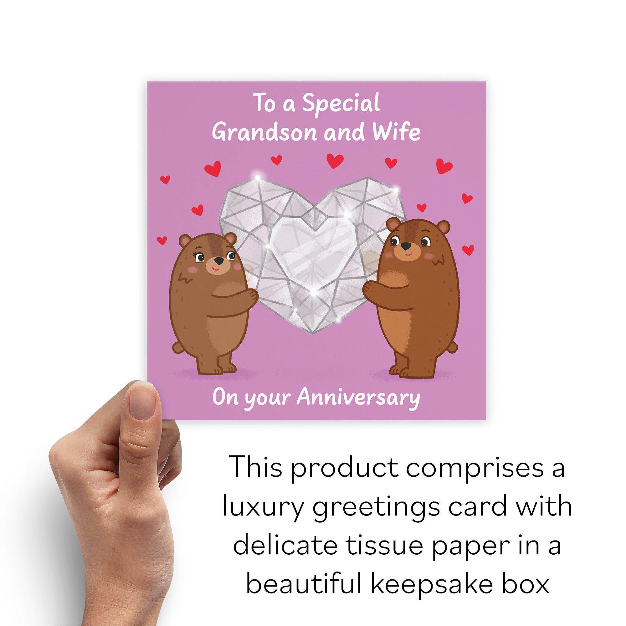Boxed Grandson And Wife Anniversary Card Sparkling Love Story - Default Title (B0DHZVML6K)
