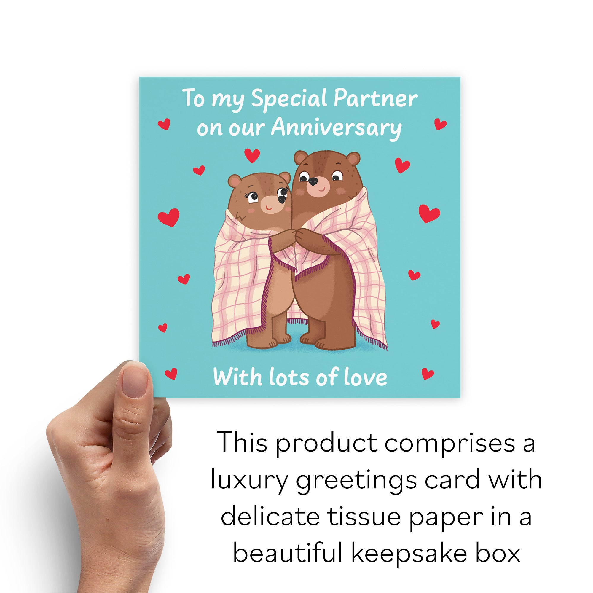 Boxed Partner Anniversary Card Snuggly Bears Love Story - Default Title (B0DHZVX4CJ)