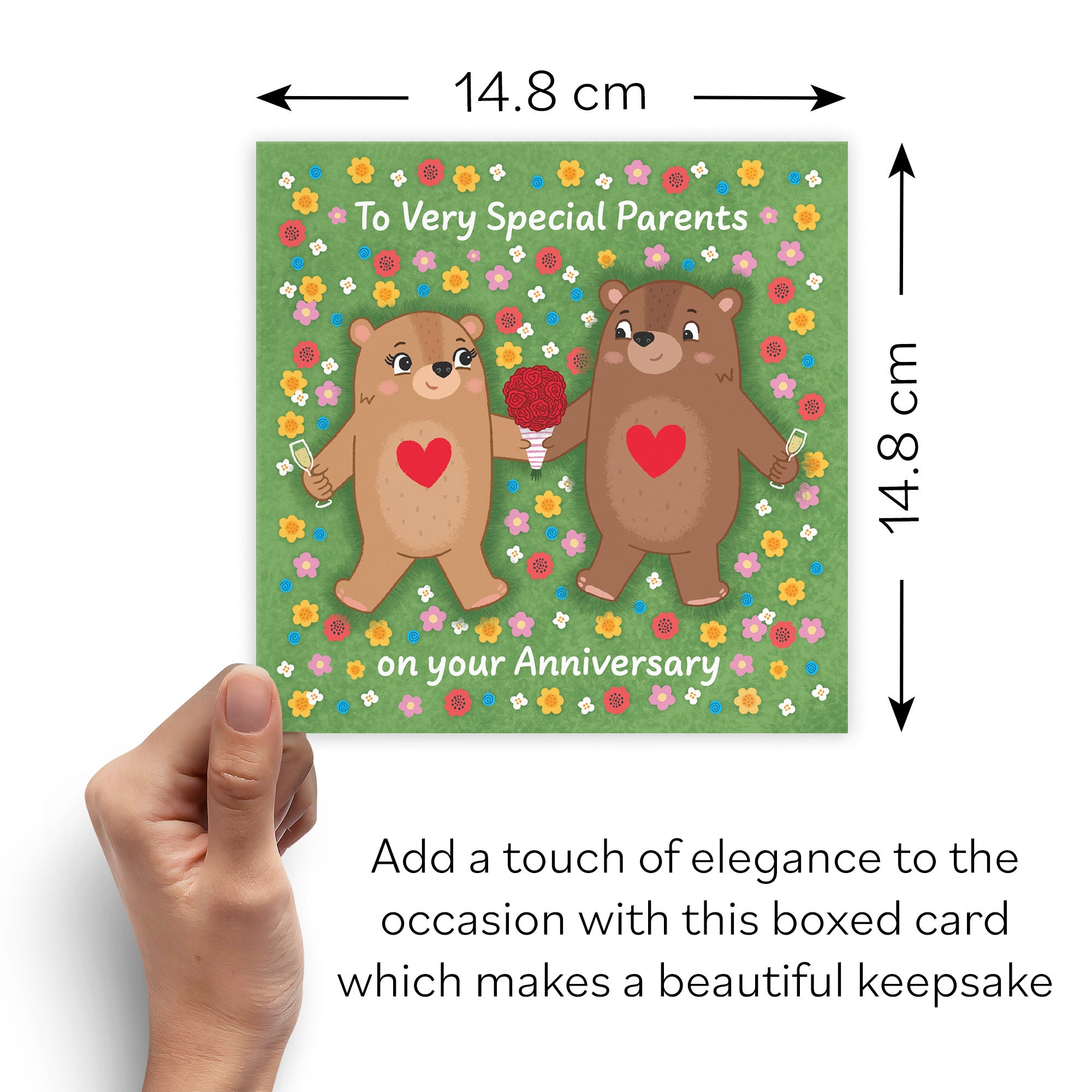 Boxed Parents Anniversary Card Flowery Bears Love Story - Default Title (B0DHZW8ZTC)