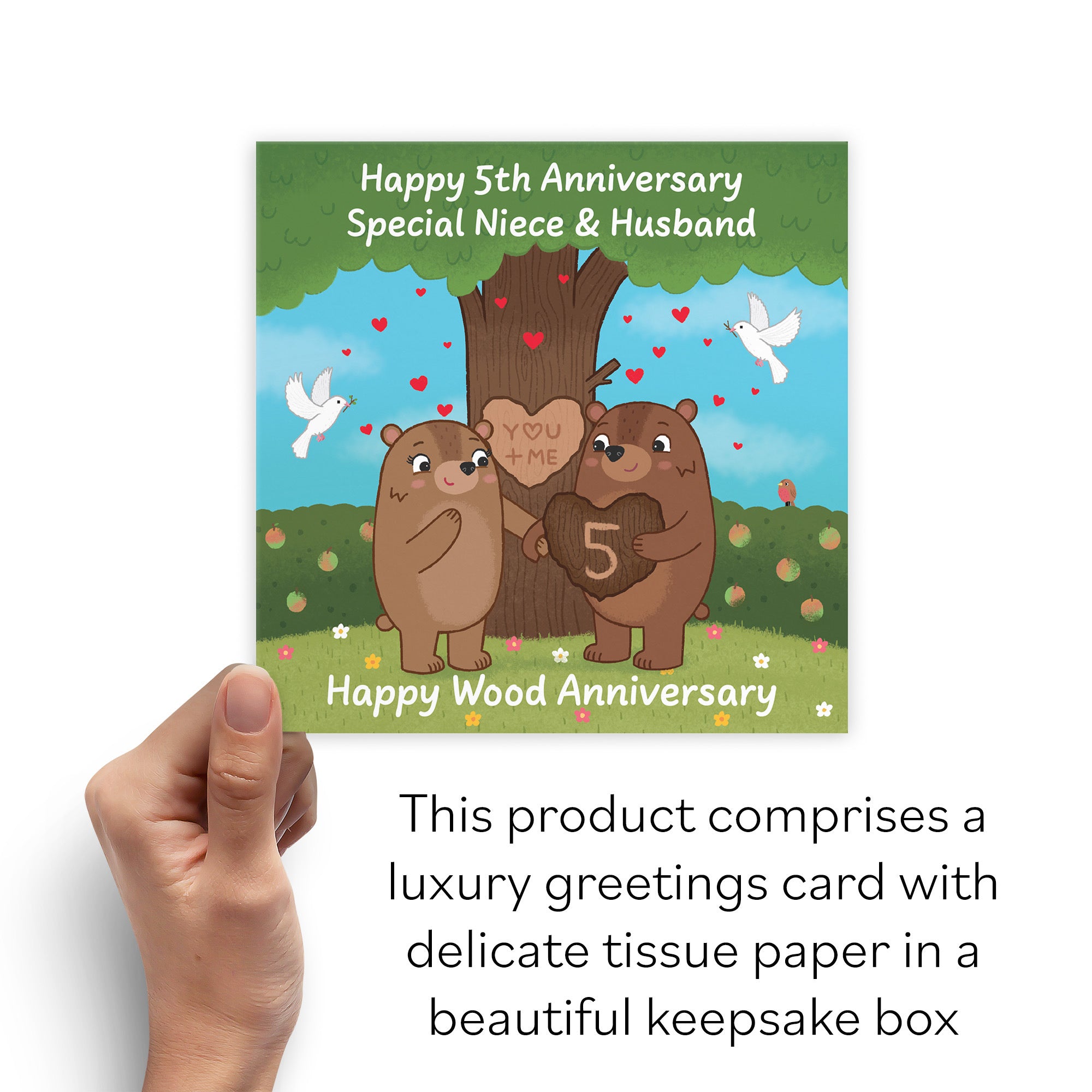 Boxed 5th Niece And Husband Anniversary Card Love Story - Default Title (B0DHZW9G71)