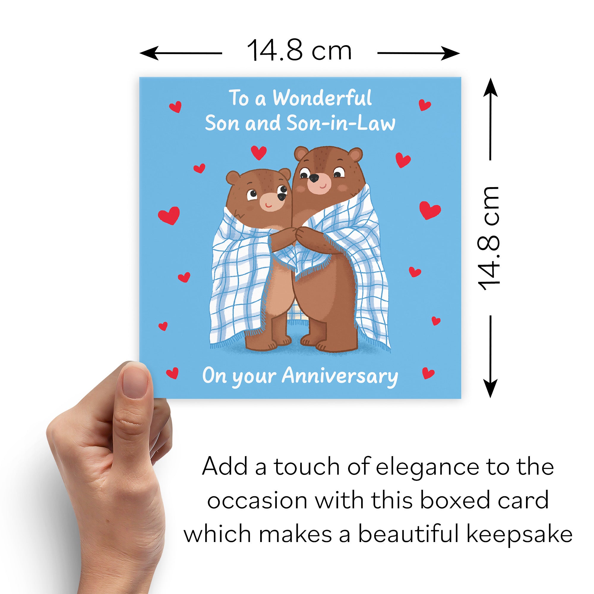 Boxed Son And Son In Law Anniversary Card Snuggly Bears Love Story - Default Title (B0DHZWLGH9)