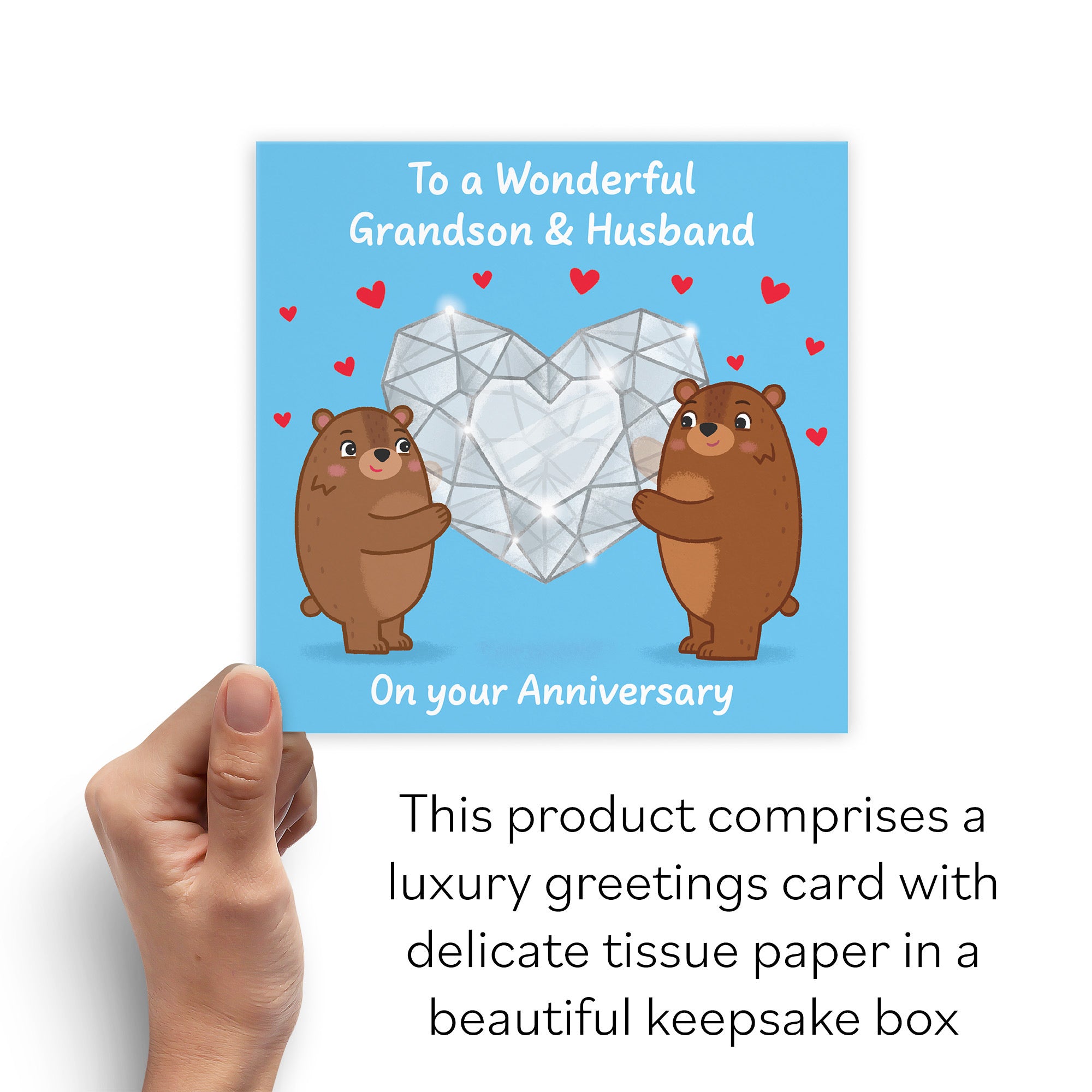 Boxed Grandson And Husband Anniversary Card Sparkling Love Story - Default Title (B0DHZWNQC5)