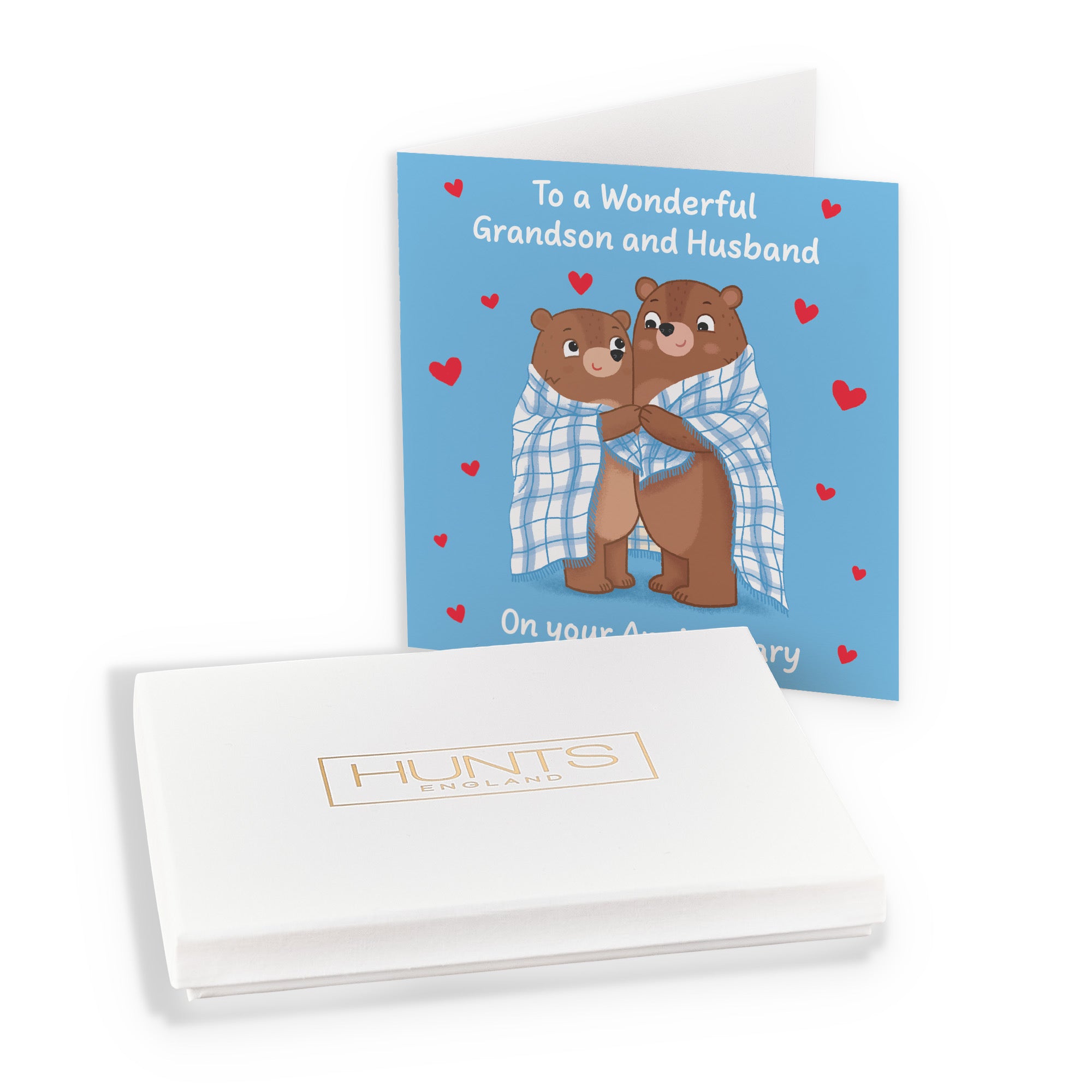 Boxed Grandson And Husband Anniversary Card Snuggly Bears Love Story - Default Title (B0DHZWPTKT)