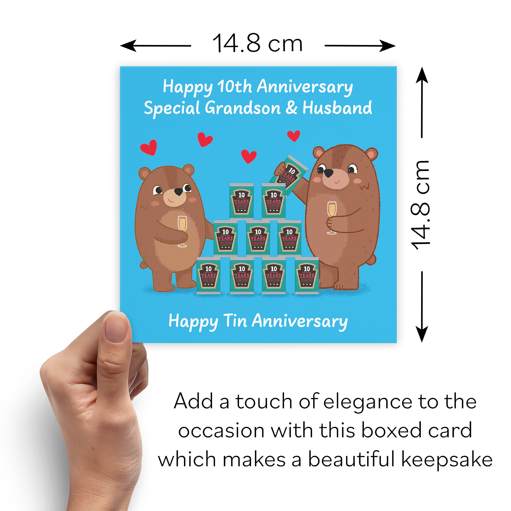 Boxed 10th Grandson And Husband Anniversary Card Love Story - Default Title (B0DHZX1V4D)