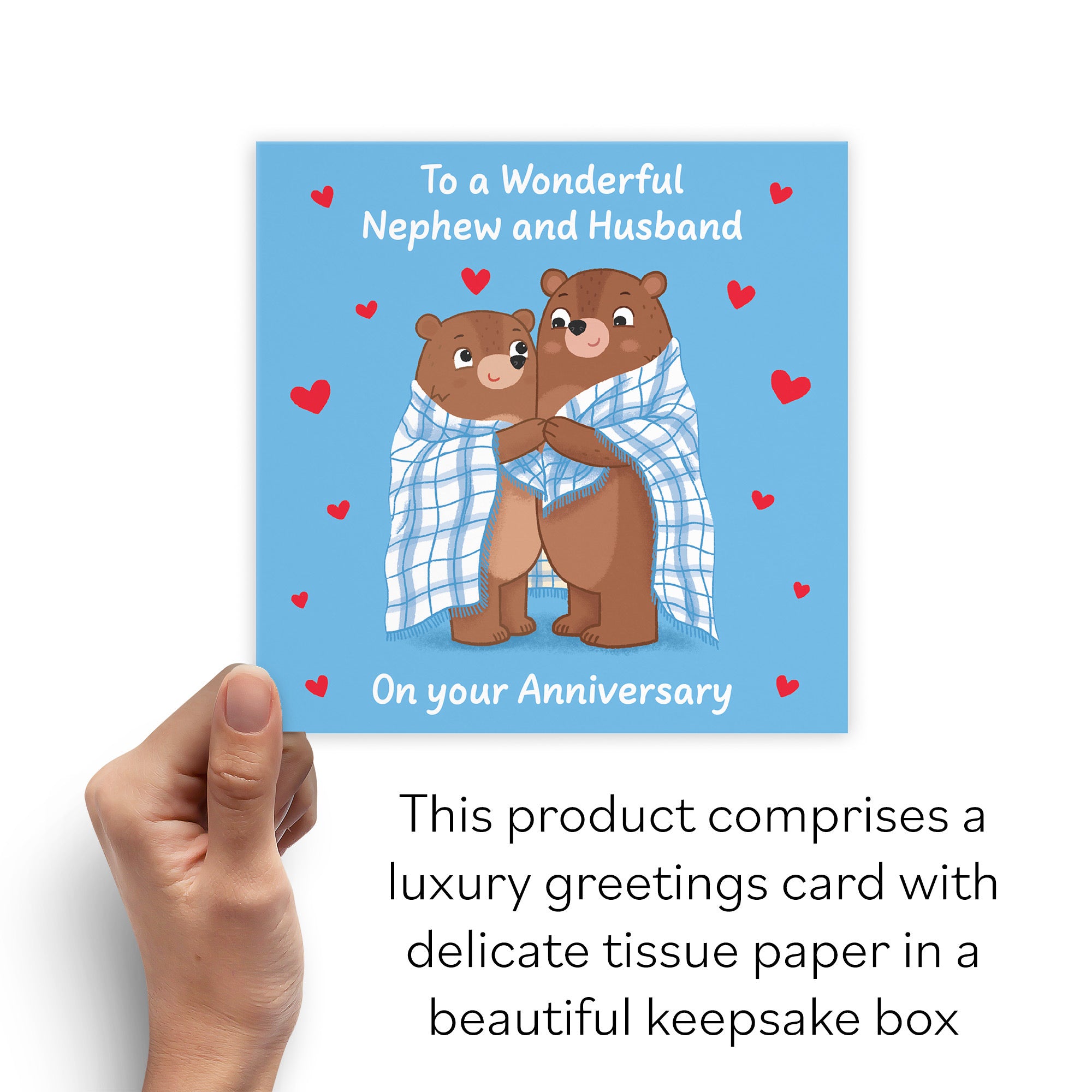 Boxed Nephew And Husband Anniversary Card Snuggly Bears Love Story - Default Title (B0DHZX3FZC)