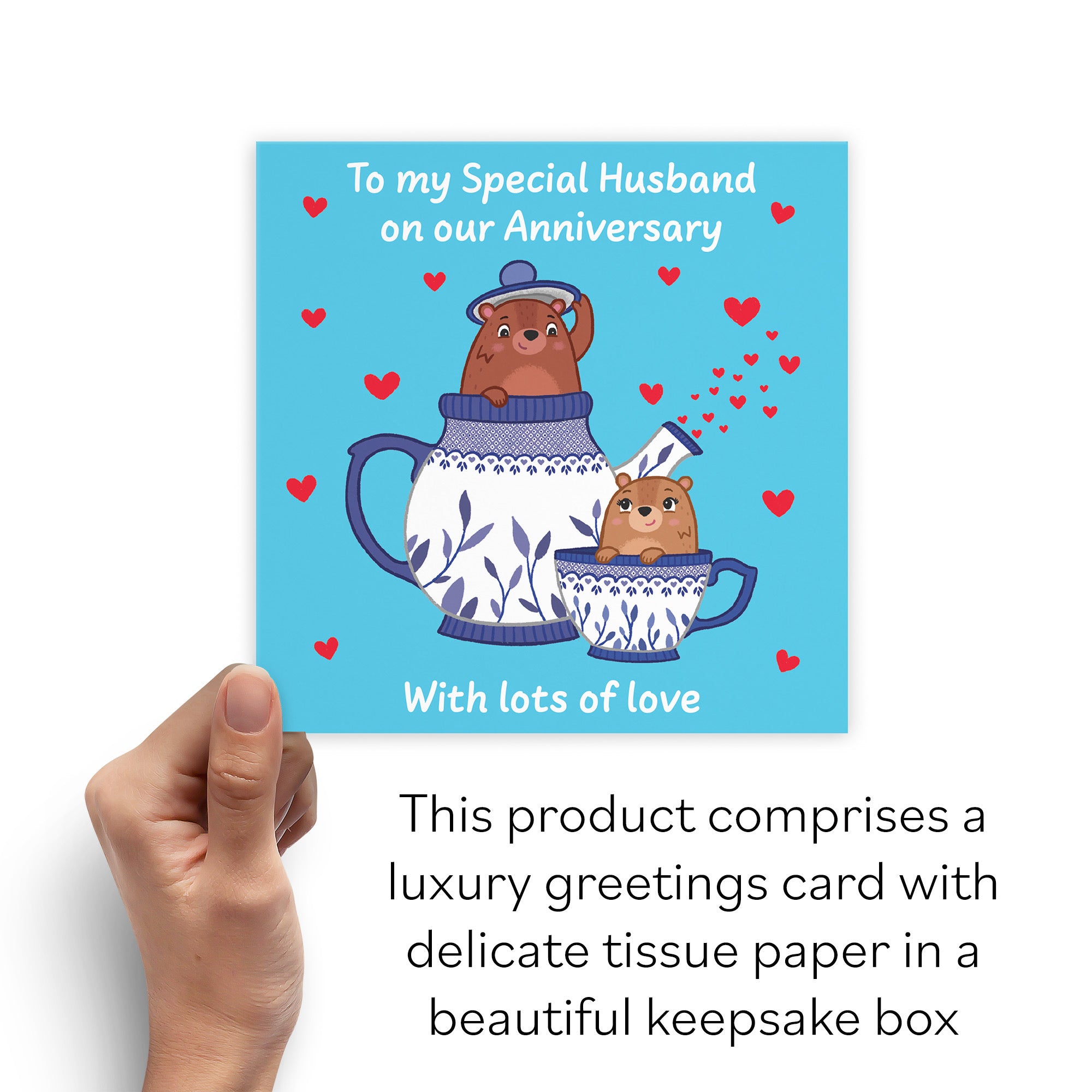 Boxed Husband Anniversary Card Teapot Love Story - Default Title (B0DHZX4TR8)