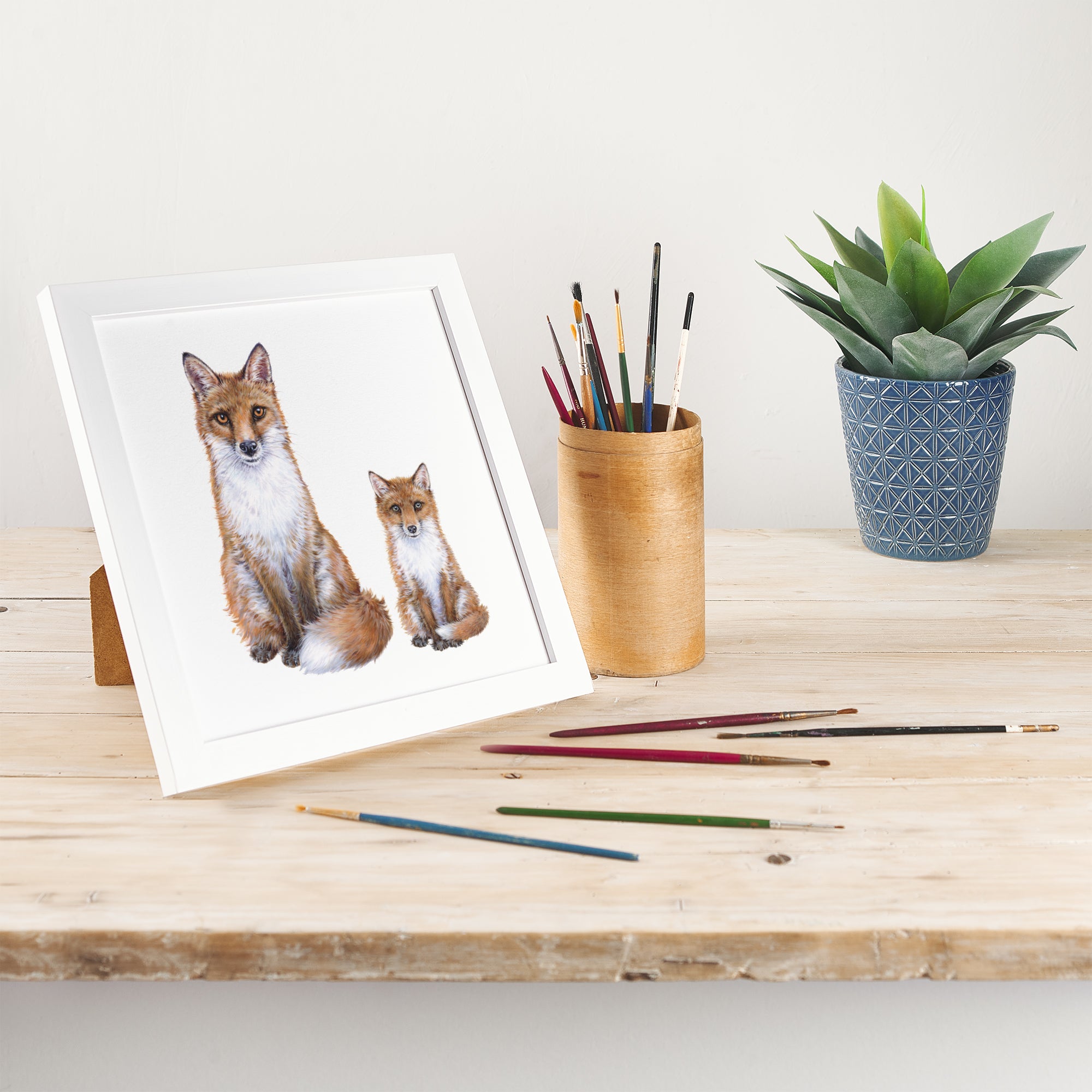 'Foxes' Fine Art Framed Print In Luxury Box