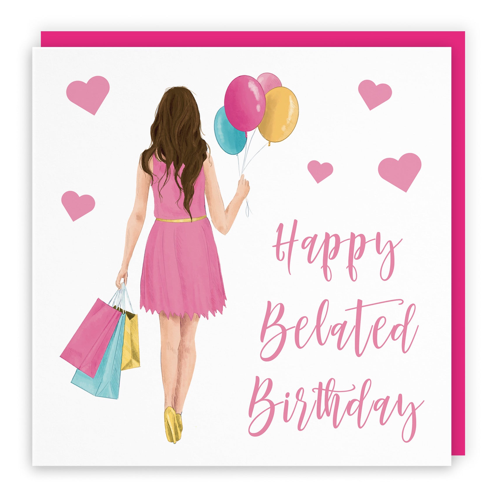 Female Belated Birthday Card Balloons Hearts Iconic - Default Title (FH00002)
