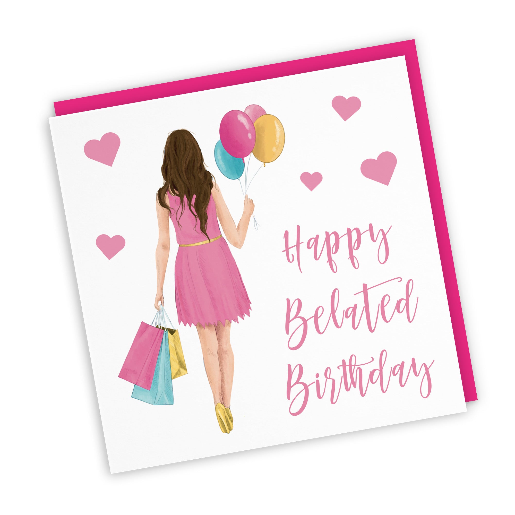 Female Belated Birthday Card Balloons Hearts Iconic - Default Title (FH00002)