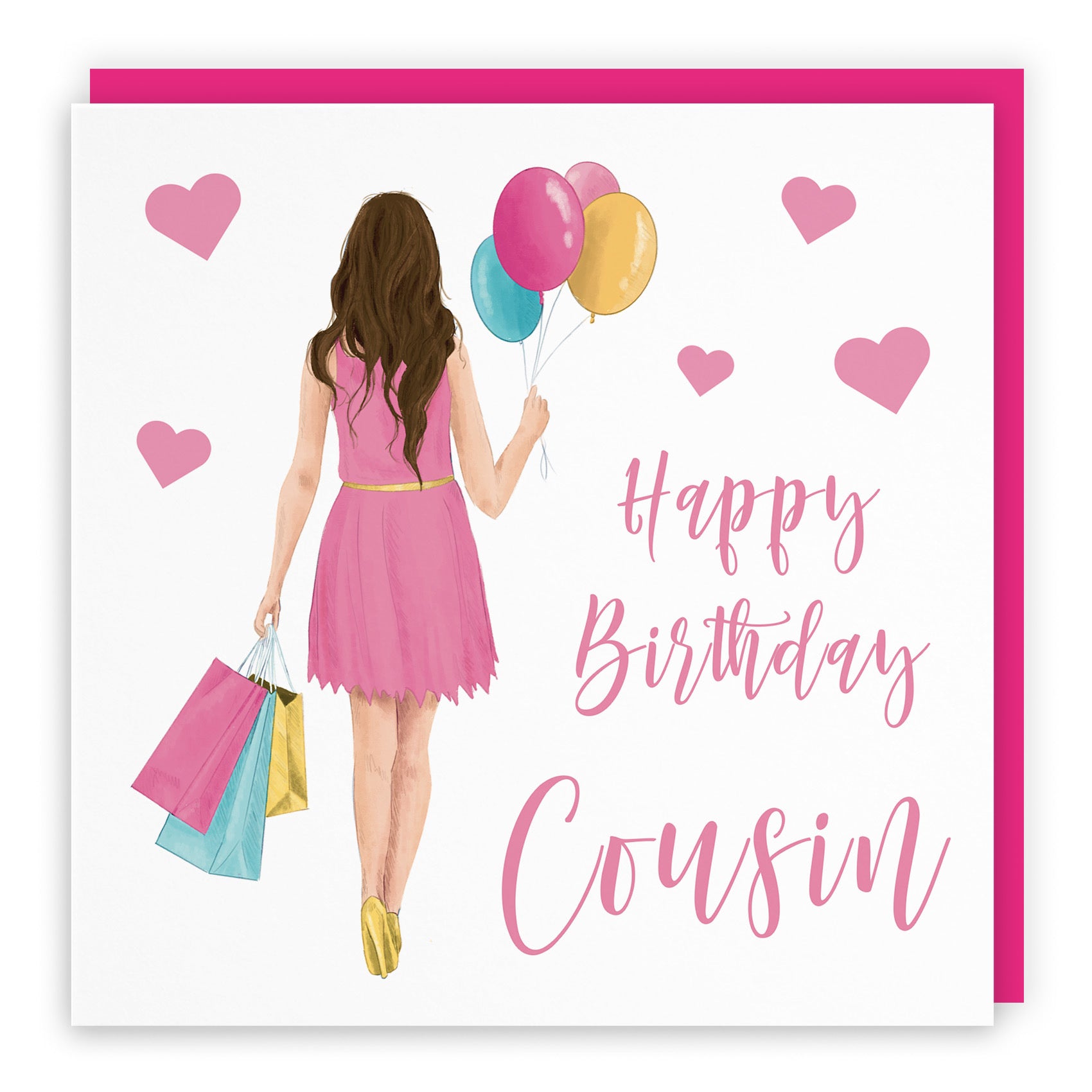 Female Cousin Birthday Card Balloons Hearts Iconic - Default Title (FH00004)