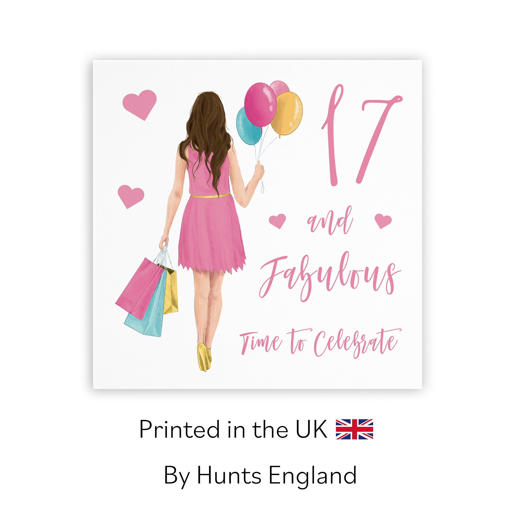 Girls 17th Birthday Card Balloons Hearts Iconic - Default Title (FH00018)