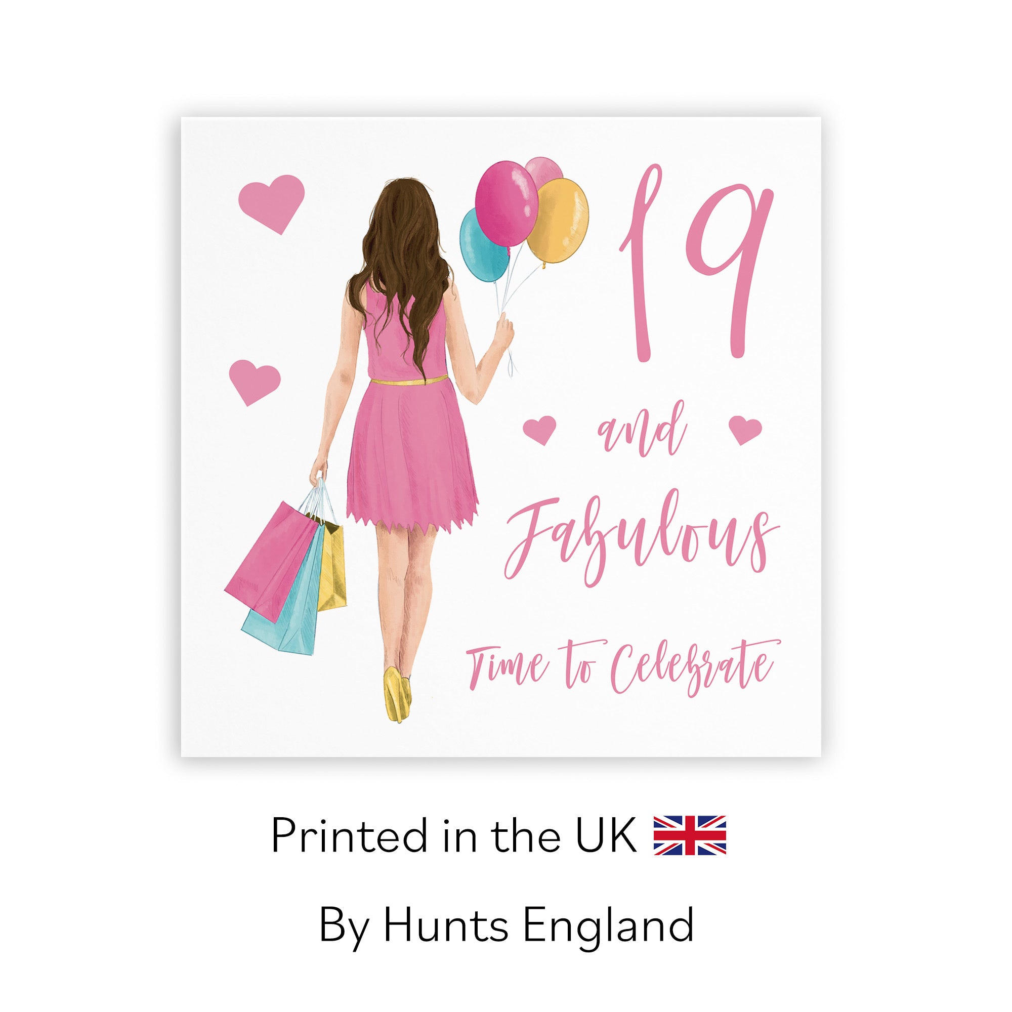 Women's 19th Birthday Card Balloons Hearts Iconic - Default Title (FH00020)