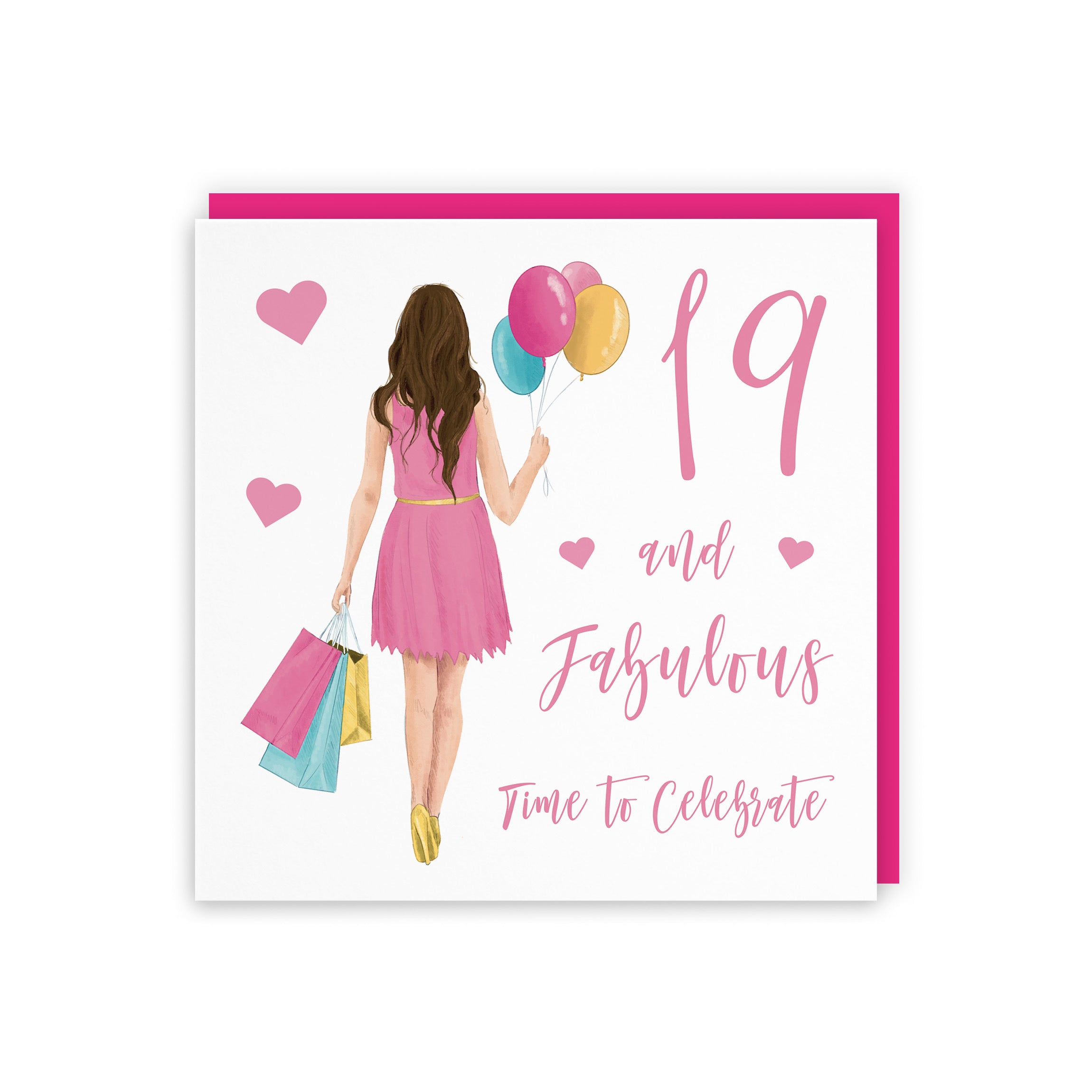 Women's 19th Birthday Card Balloons Hearts Iconic - Default Title (FH00020)
