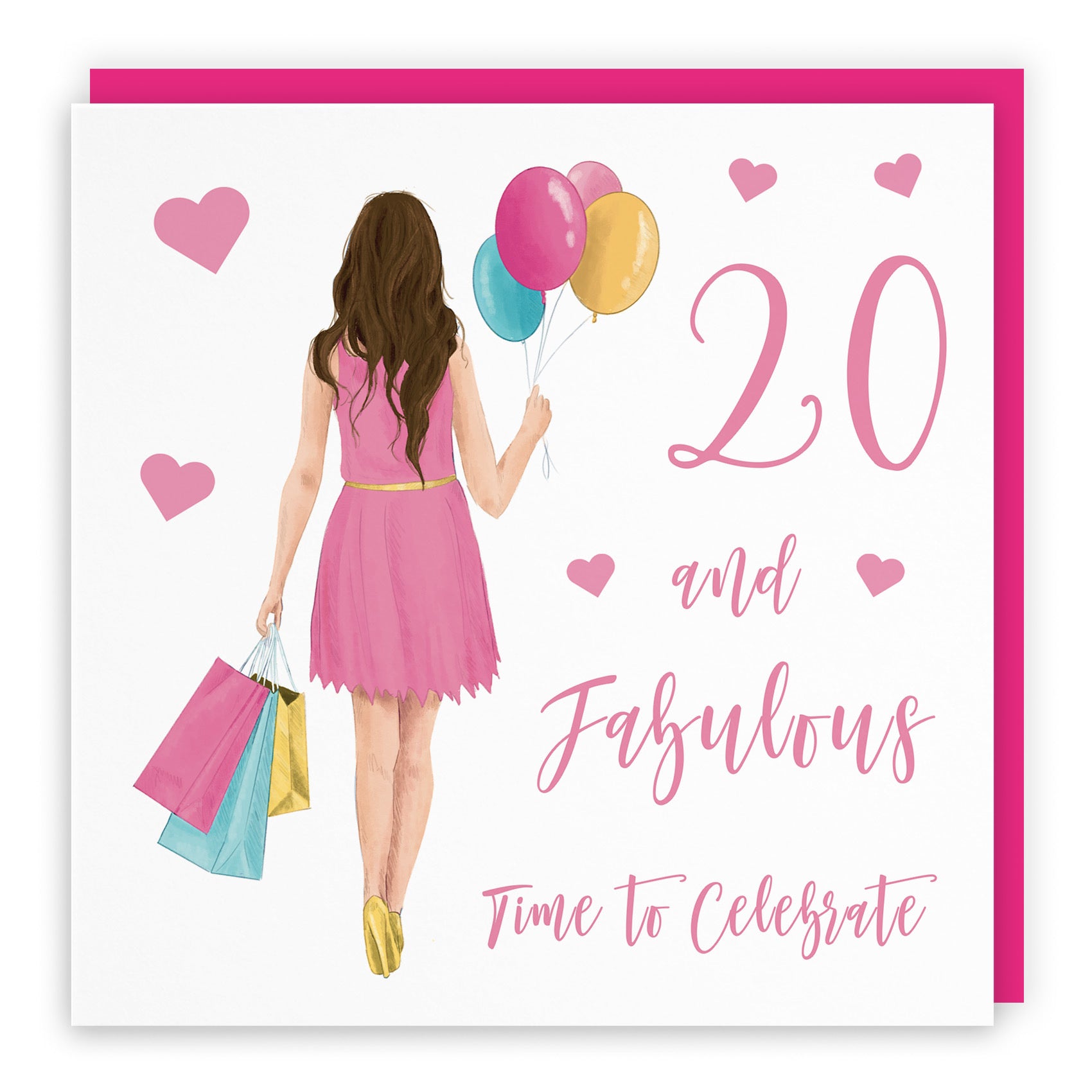 Women's 20th Birthday Card Balloons Hearts Iconic - Default Title (FH00021)