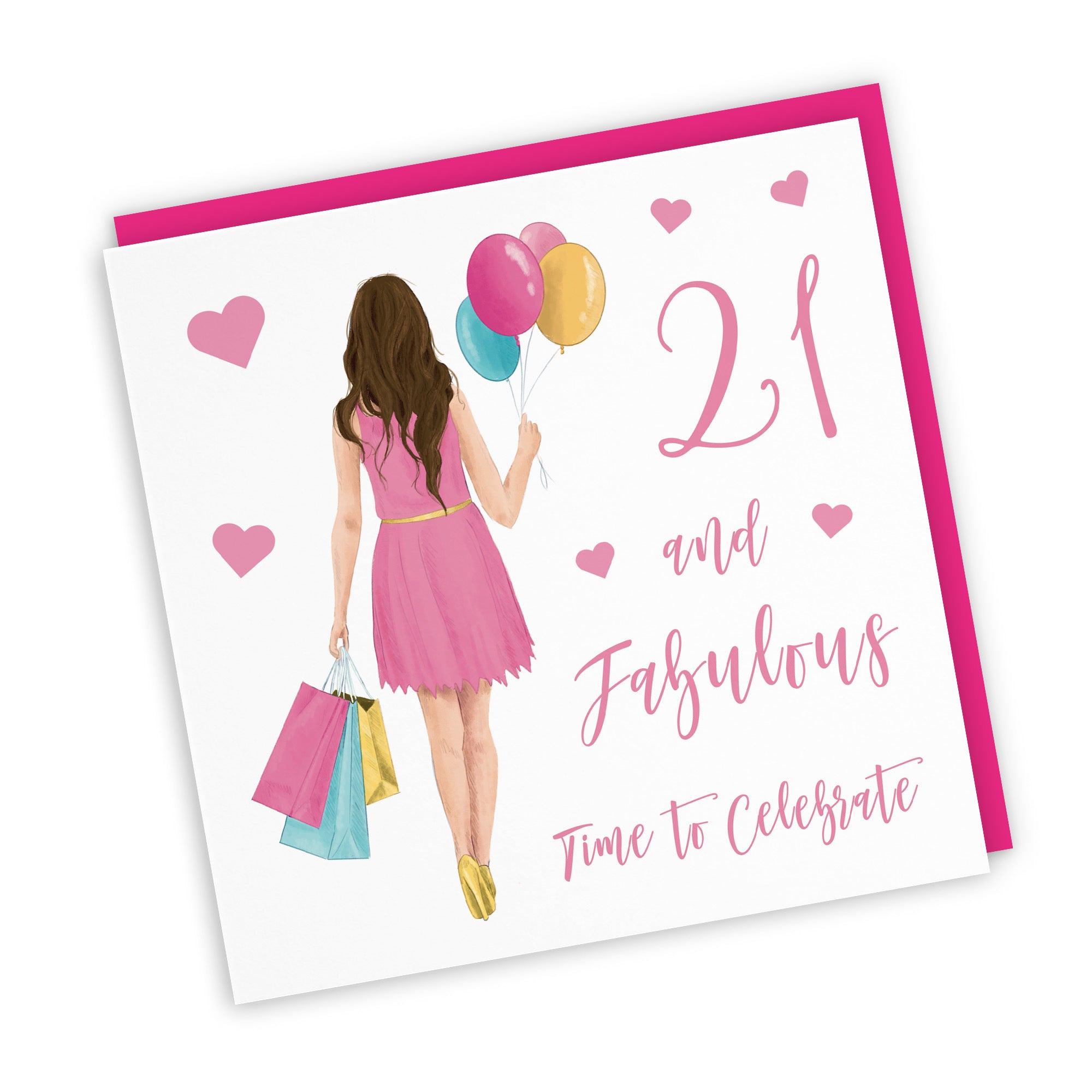 Women's 21st Birthday Card Balloons Hearts Iconic - Default Title (FH00022)