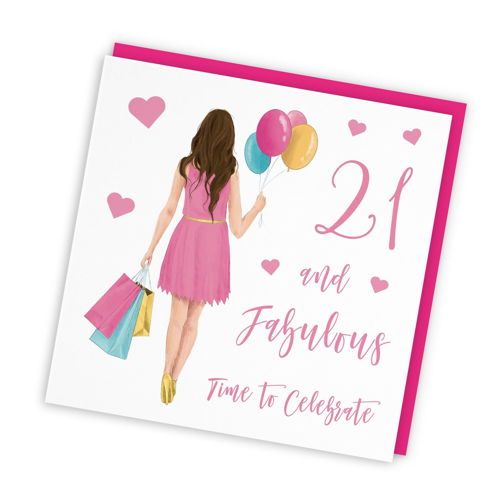 Women's 21st Birthday Card Balloons Hearts Iconic - Default Title (FH00022)