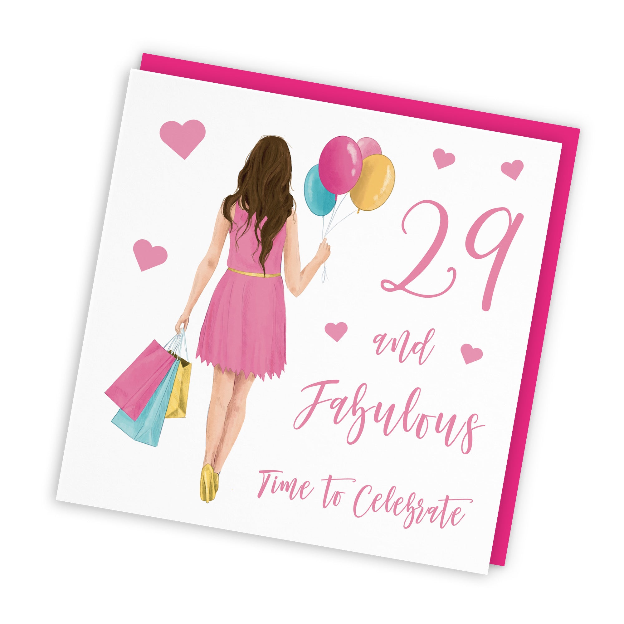 Women's 29th Birthday Card Balloons Hearts Iconic - Default Title (FH00024)