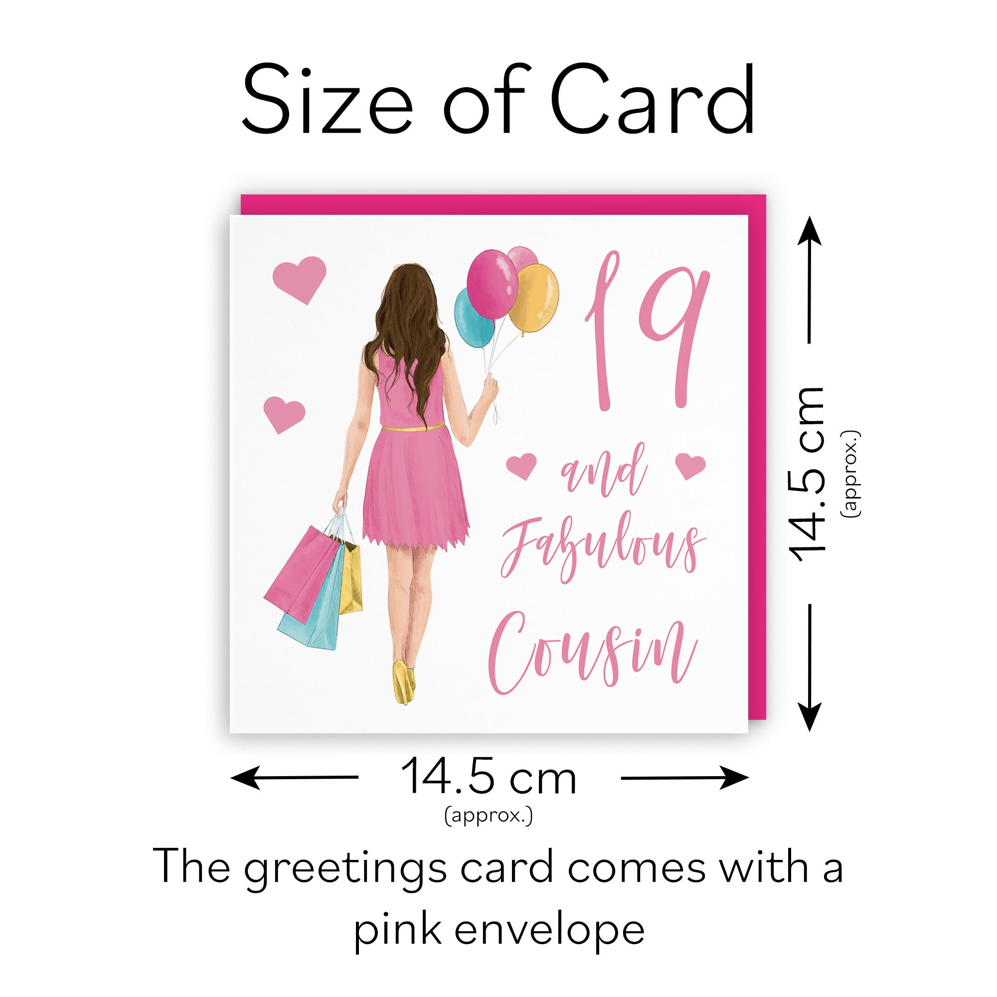 Female 19th Cousin Birthday Card Balloons Hearts Iconic - Default Title (FH00029)