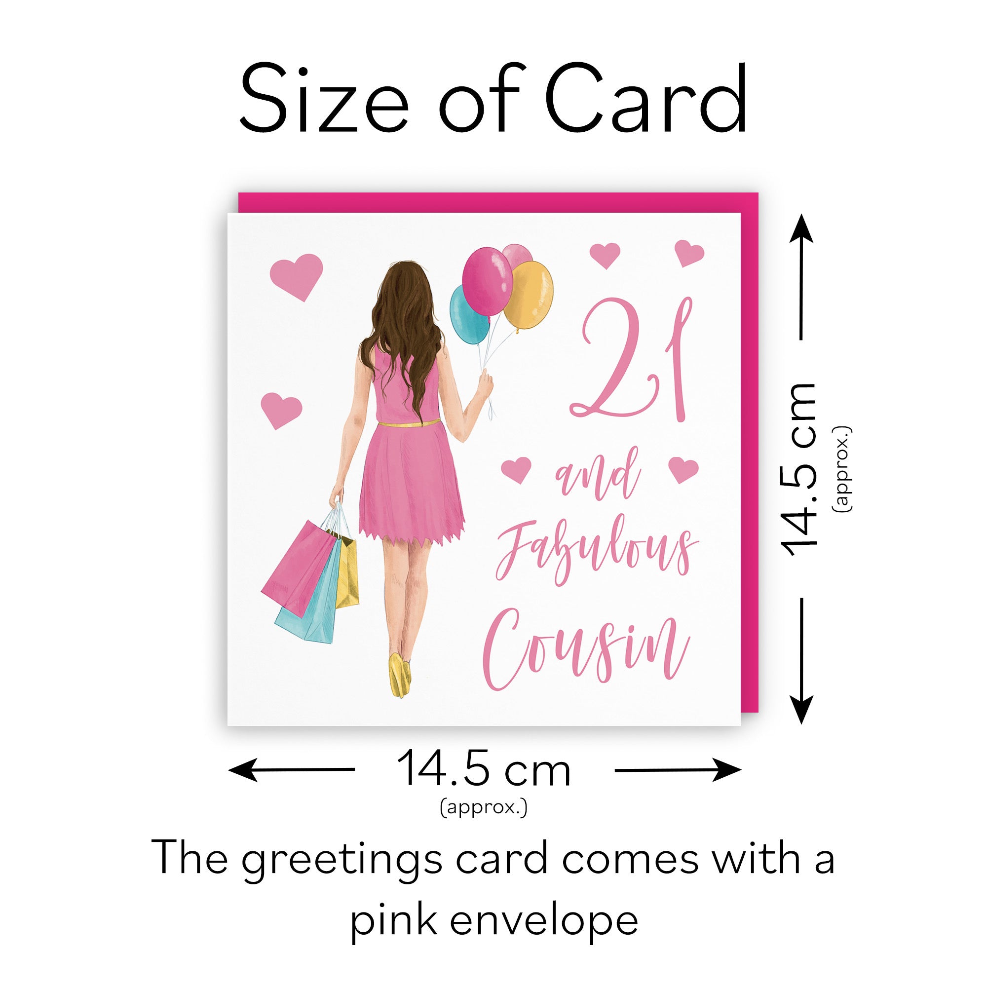 Female 21st Cousin Birthday Card Balloons Hearts Iconic - Default Title (FH00031)