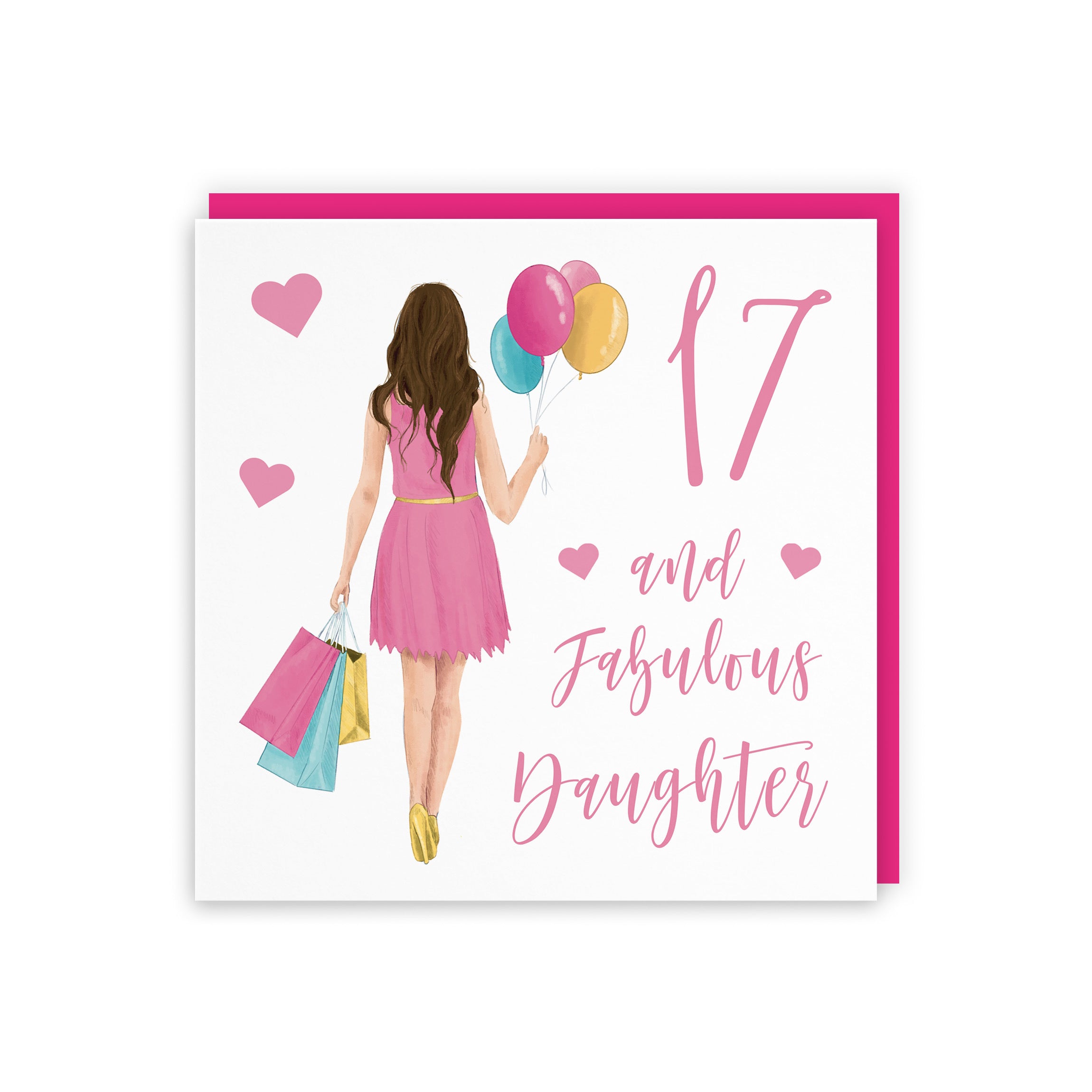 17th Daughter Birthday Card Balloons Hearts Iconic - Default Title (FH00036)