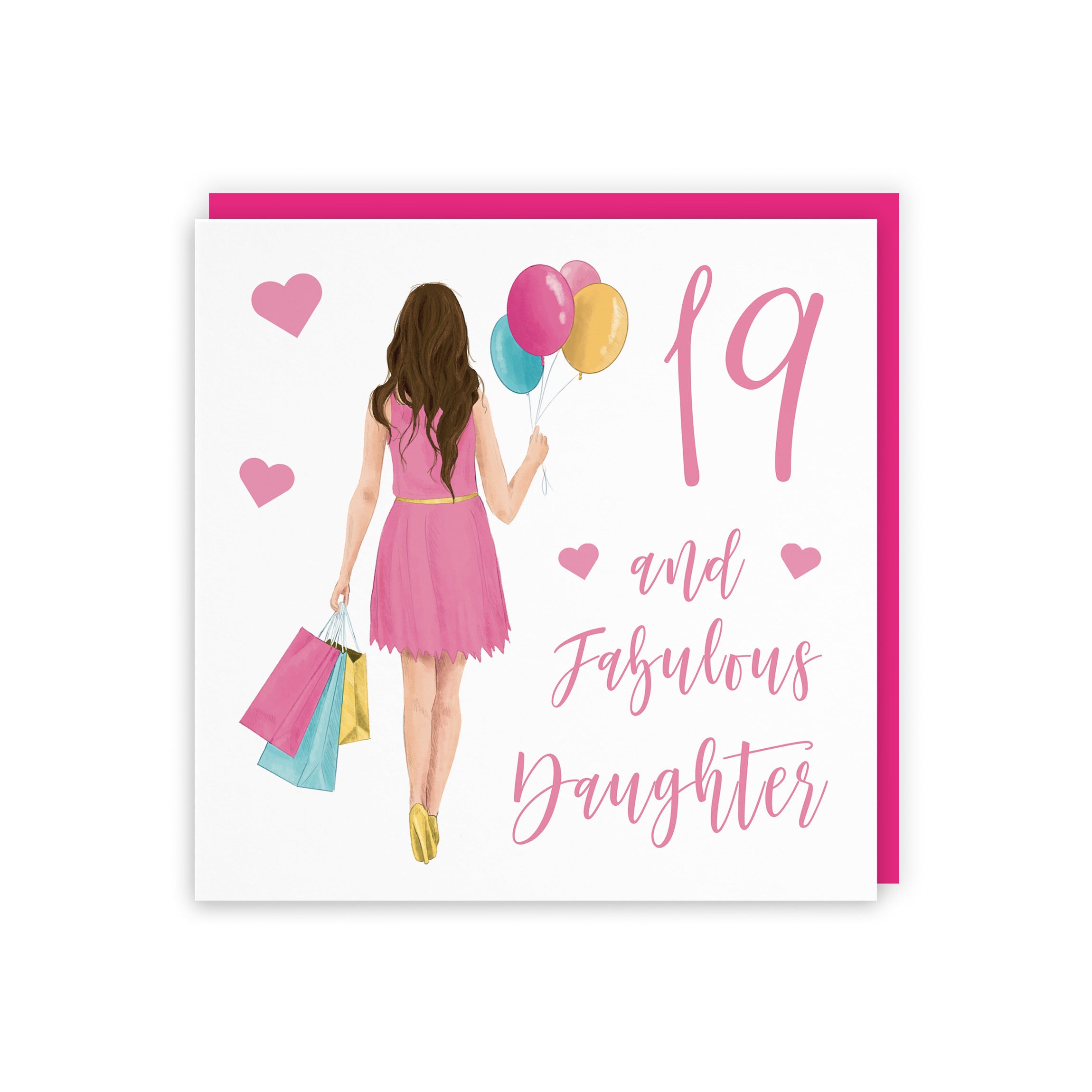 19th Daughter Birthday Card Balloons Hearts Iconic - Default Title (FH00038)