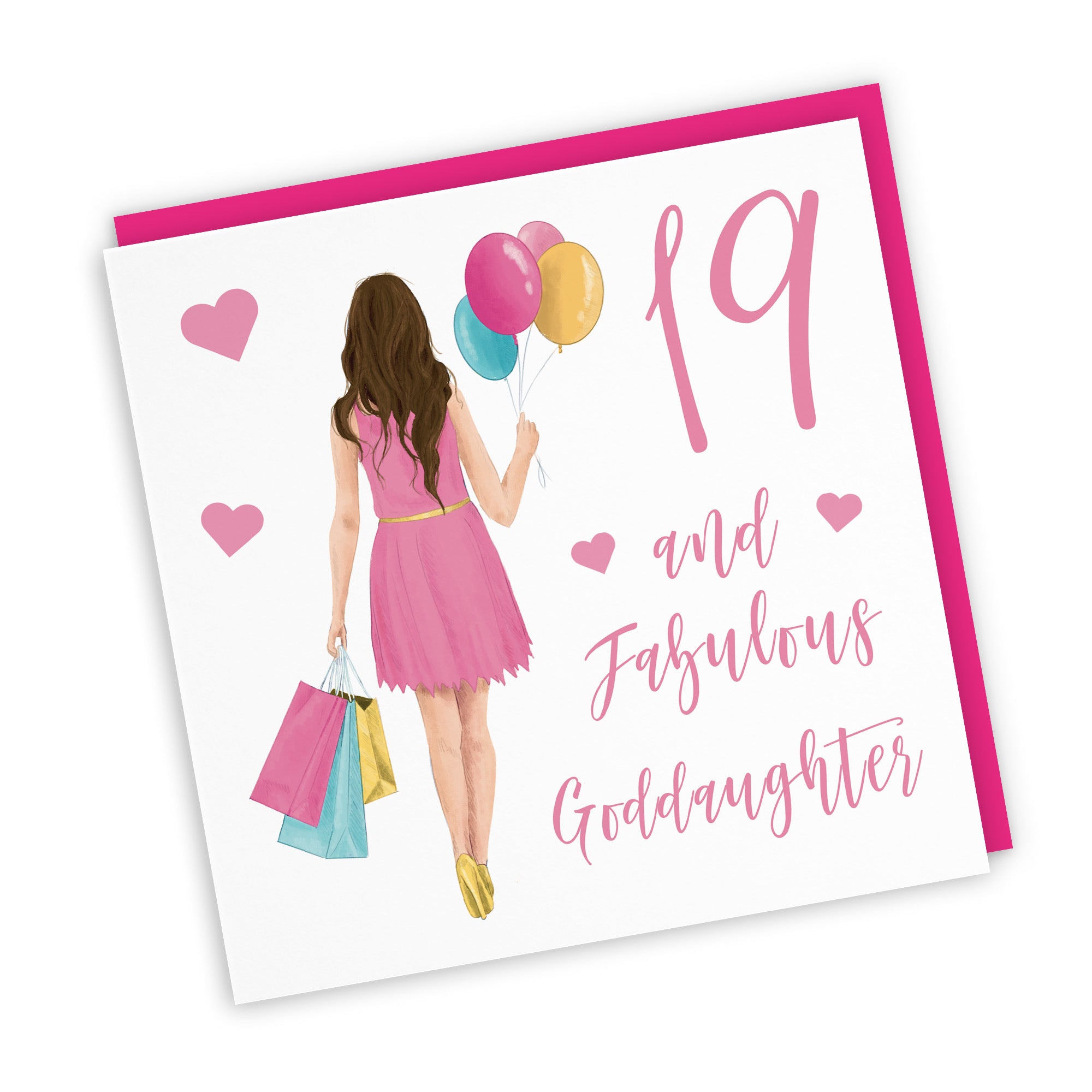 19th Goddaughter Birthday Card Balloons Hearts Iconic - Default Title (FH00050)