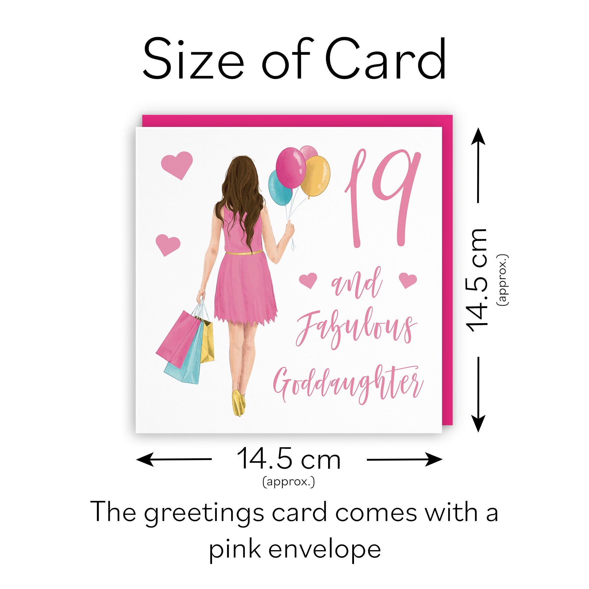19th Goddaughter Birthday Card Balloons Hearts Iconic - Default Title (FH00050)