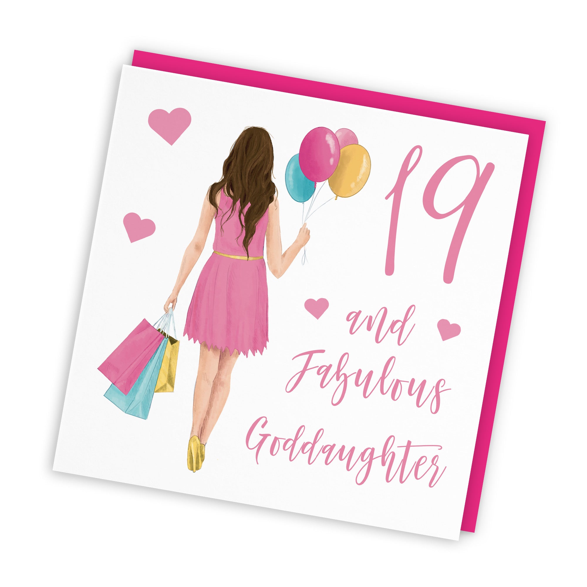 19th Goddaughter Birthday Card Balloons Hearts Iconic - Default Title (FH00050)