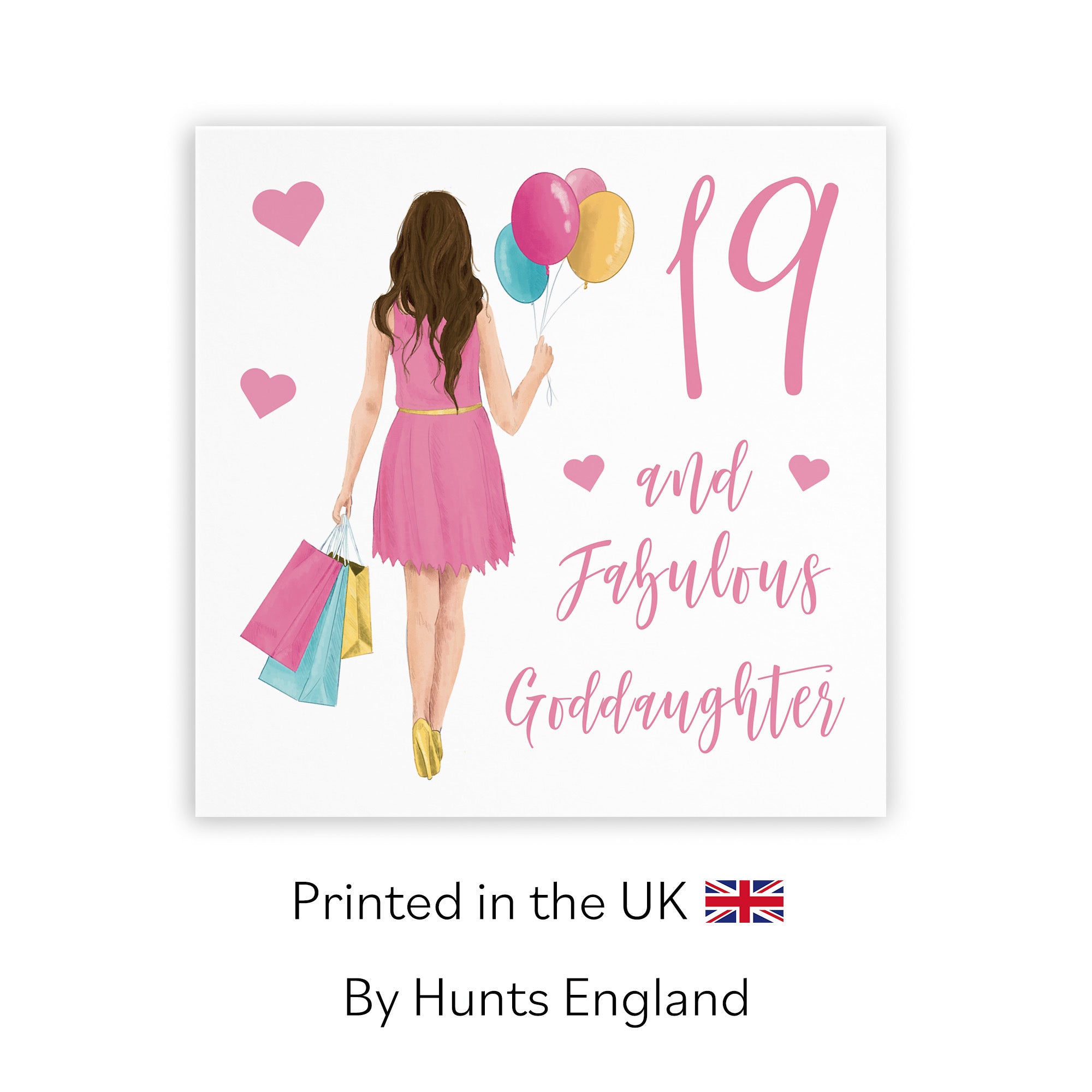 19th Goddaughter Birthday Card Balloons Hearts Iconic - Default Title (FH00050)
