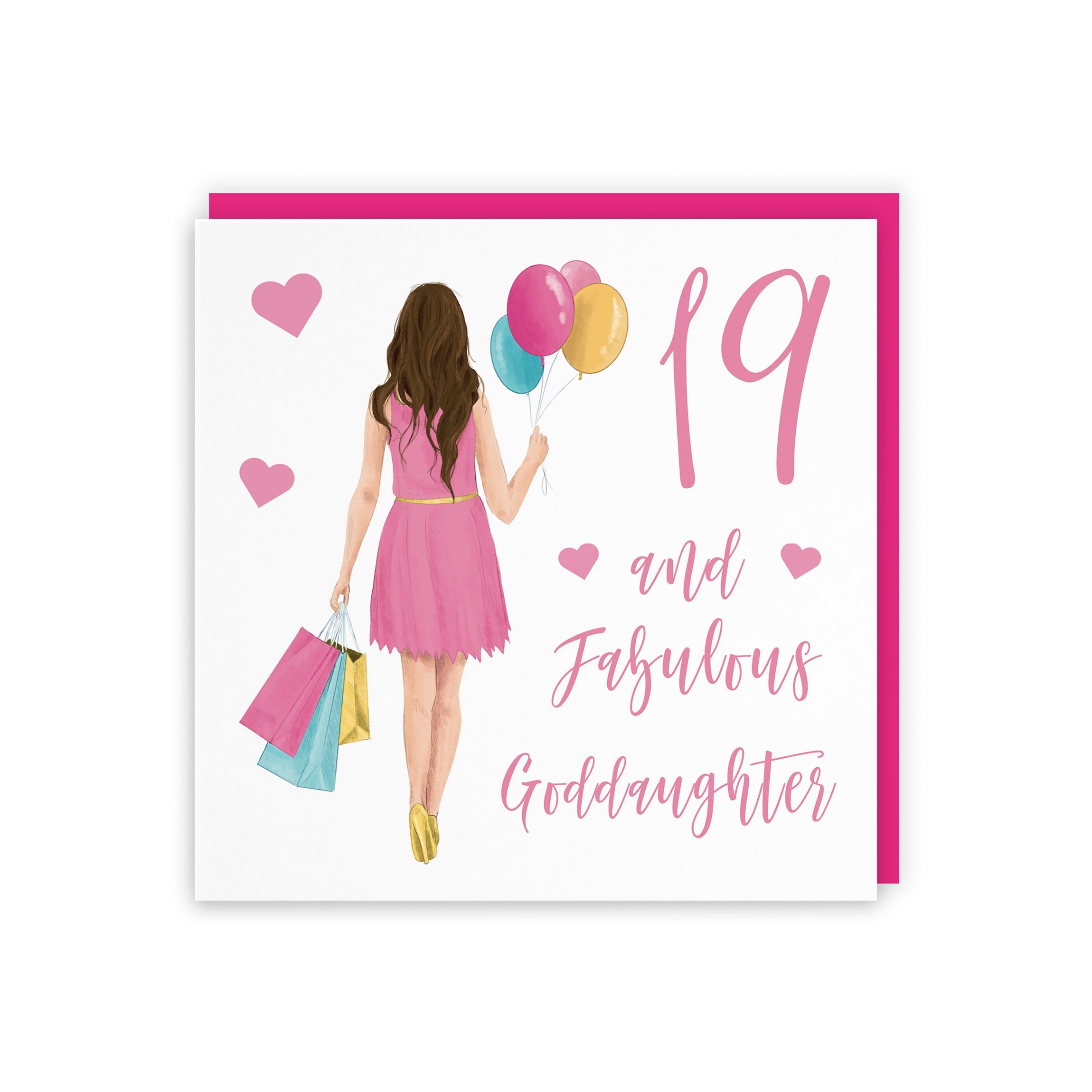 19th Goddaughter Birthday Card Balloons Hearts Iconic - Default Title (FH00050)