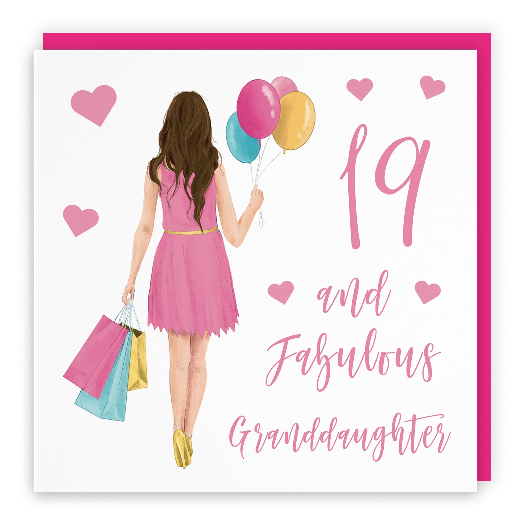 19th Granddaughter Birthday Card Balloons Hearts Iconic - Default Title (FH00058)