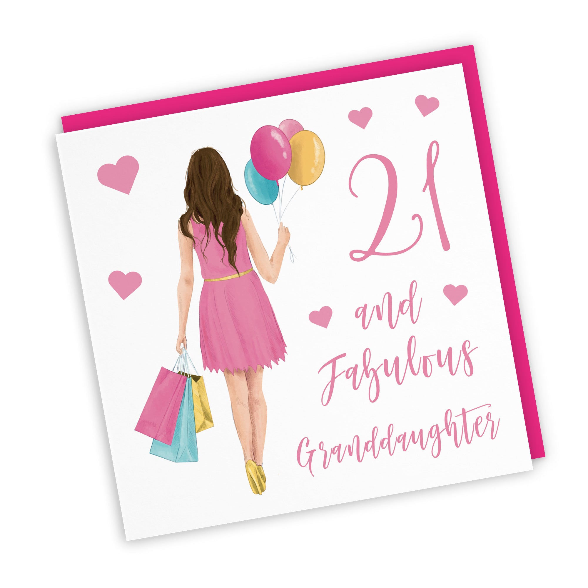 21st Granddaughter Birthday Card Balloons Hearts Iconic - Default Title (FH00060)
